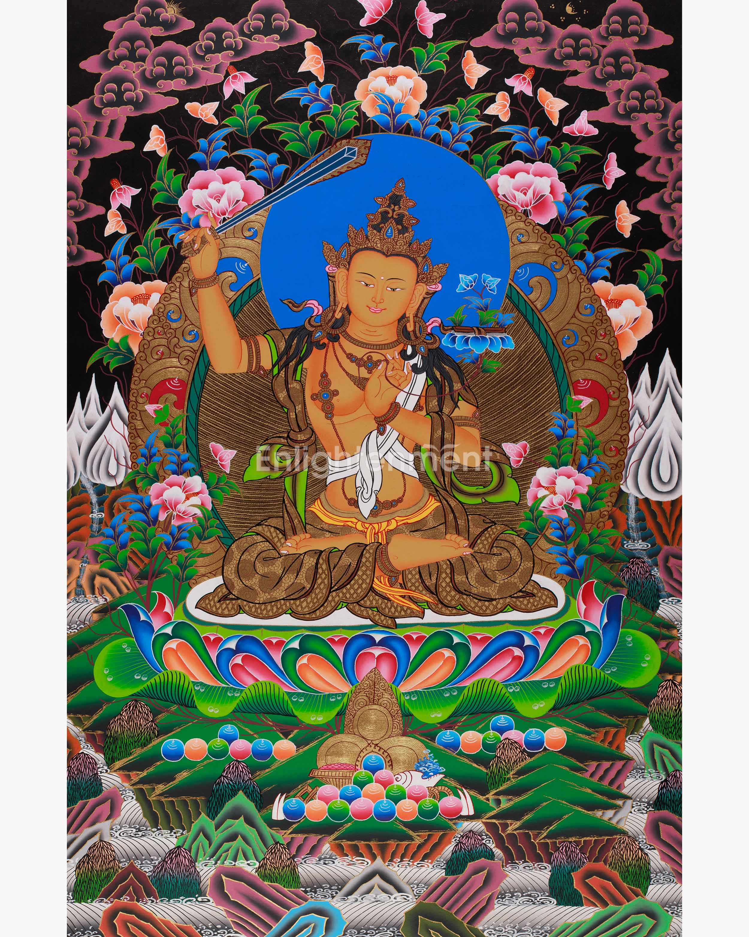 Thangka Of Manjushri | The Bodhisattva of Wisdom in Radiant Detail