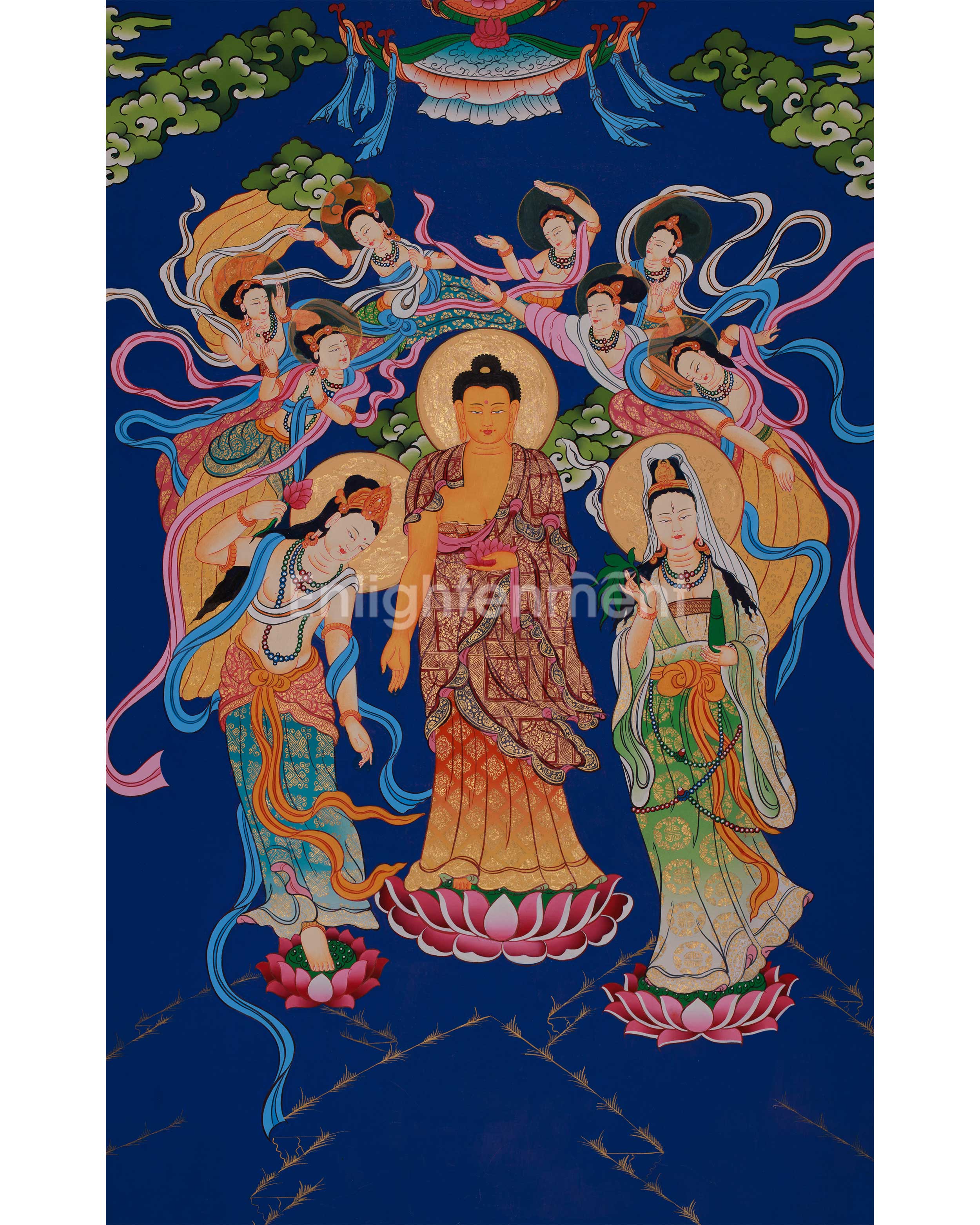 Standing Buddha Thangka | Symbol of Peace, Enlightenment, and Divine Grace