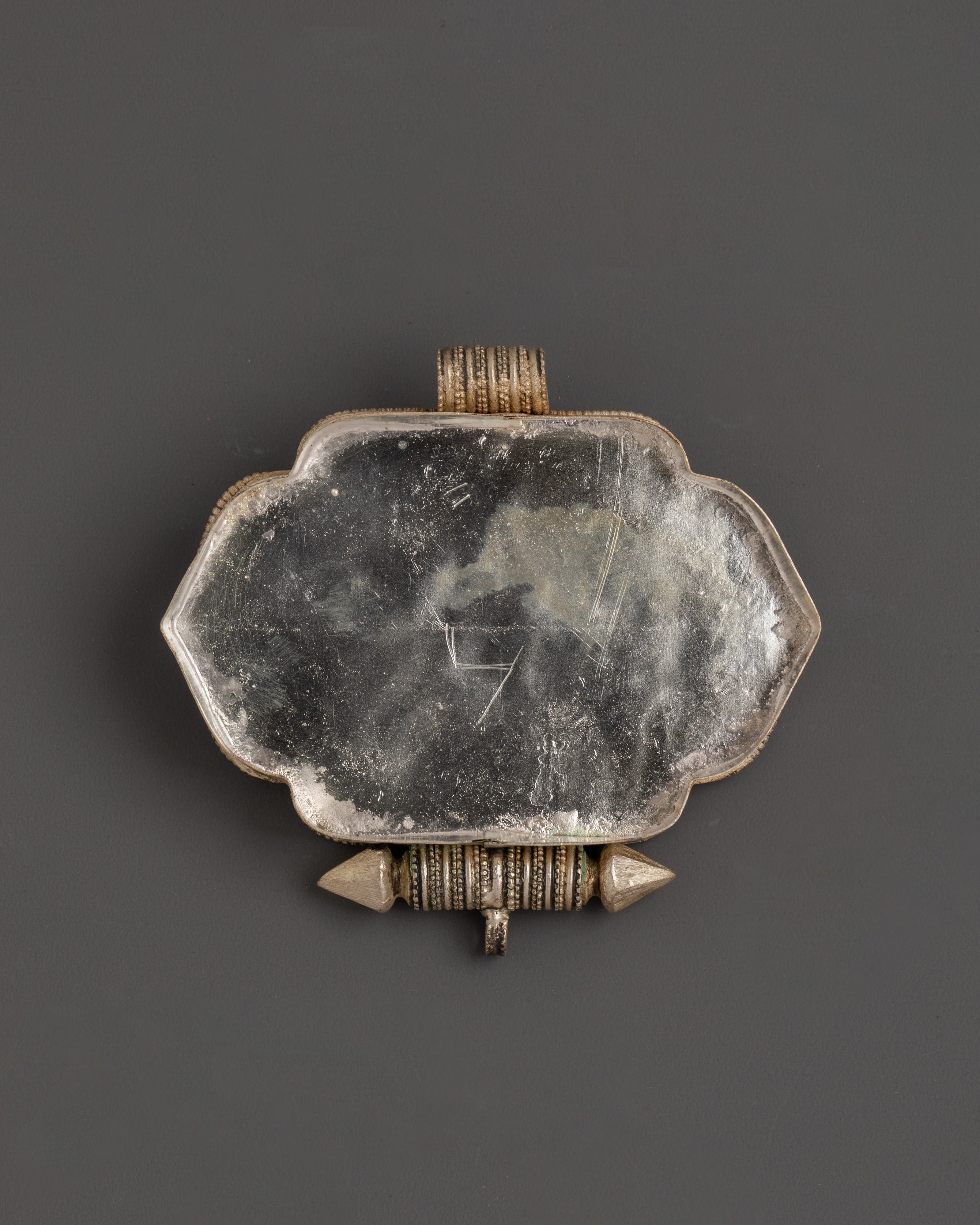 Sacred Tibetan Ghau Box with Turquoise  | Silver-Plated Amulet