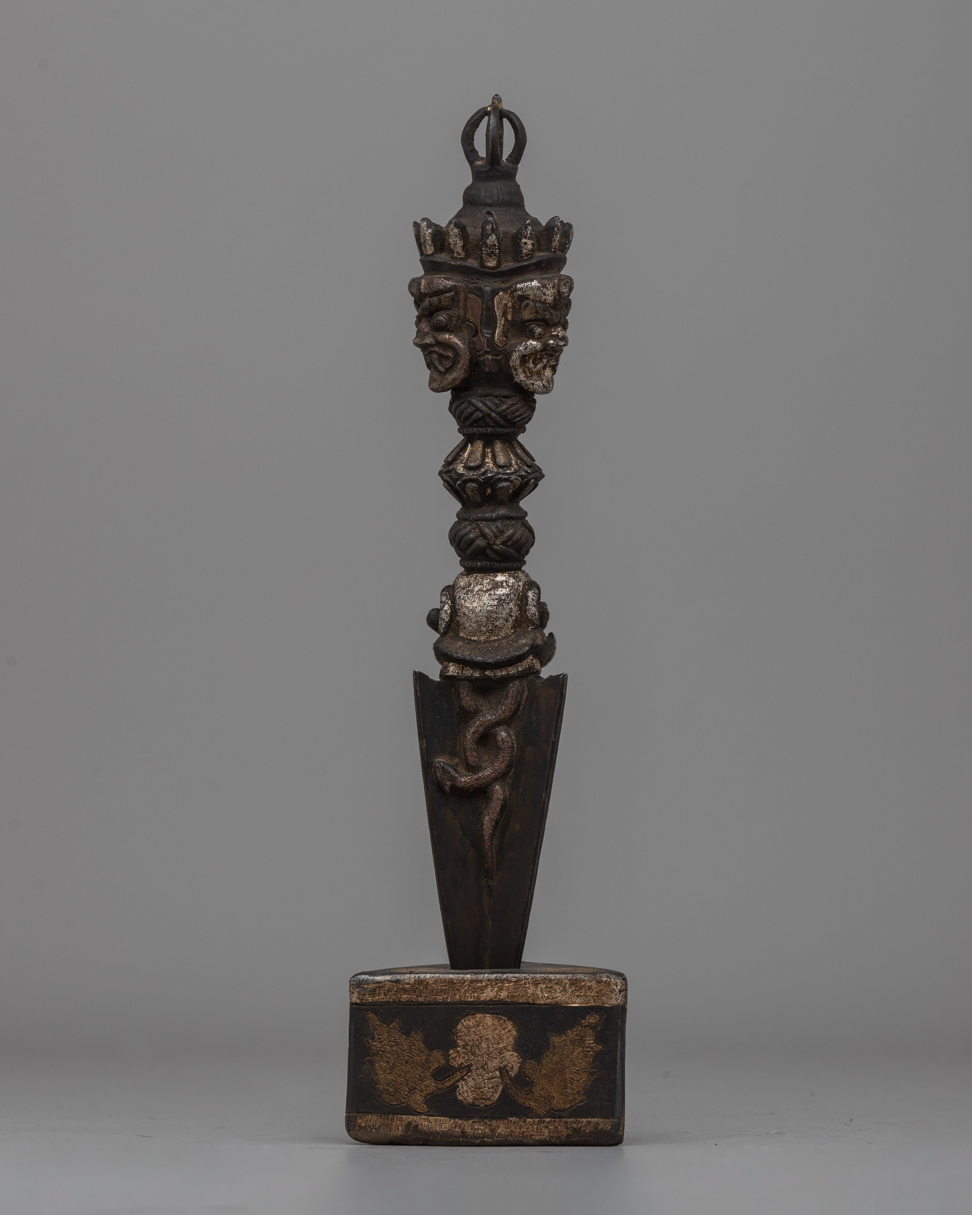 Handcrafted Iron Phurba with Silver Inlay | Vajrayana Buddhist Ceremonial Tool