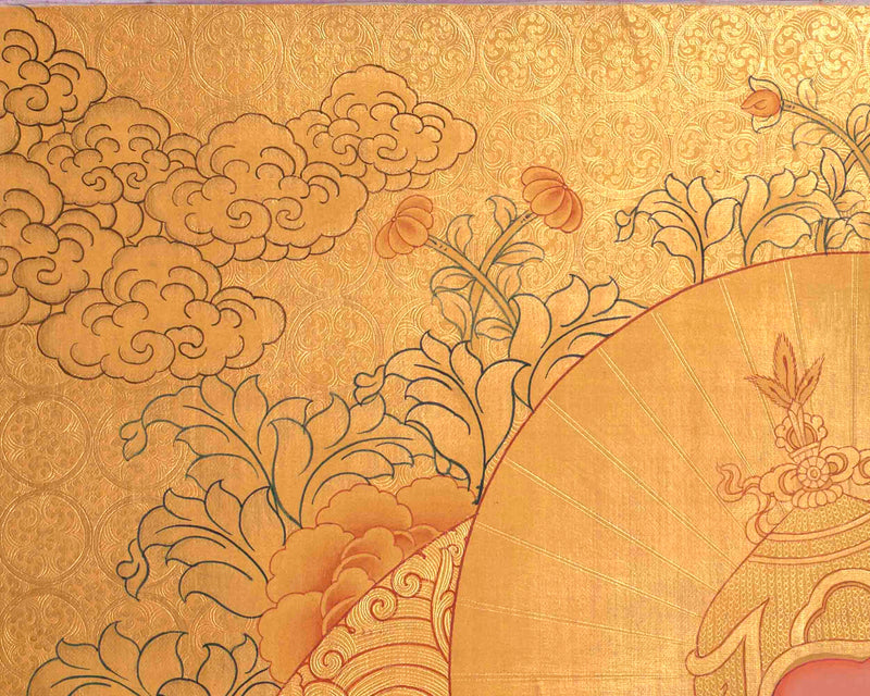 Gold Guru Rinpoche Thangka | High-Quality Thangka Painting