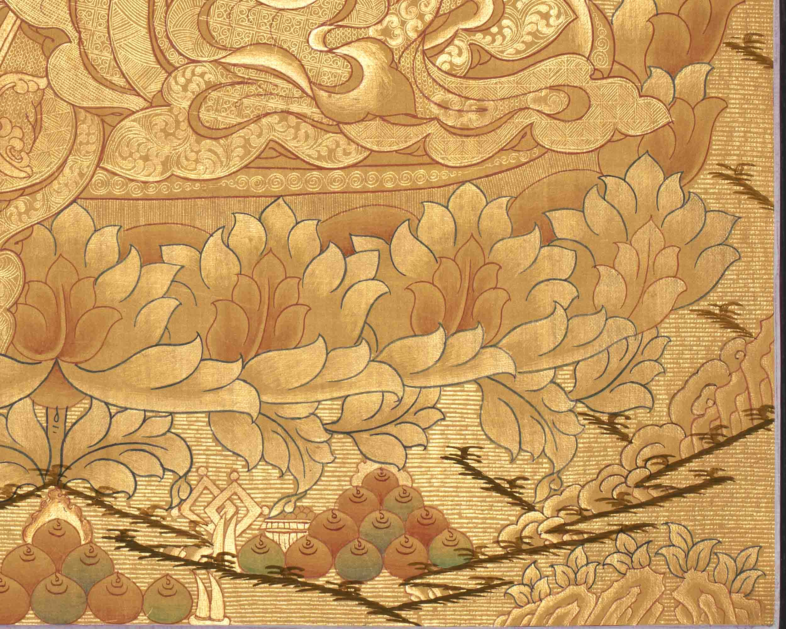 Gold Guru Rinpoche Thangka | High-Quality Thangka Painting