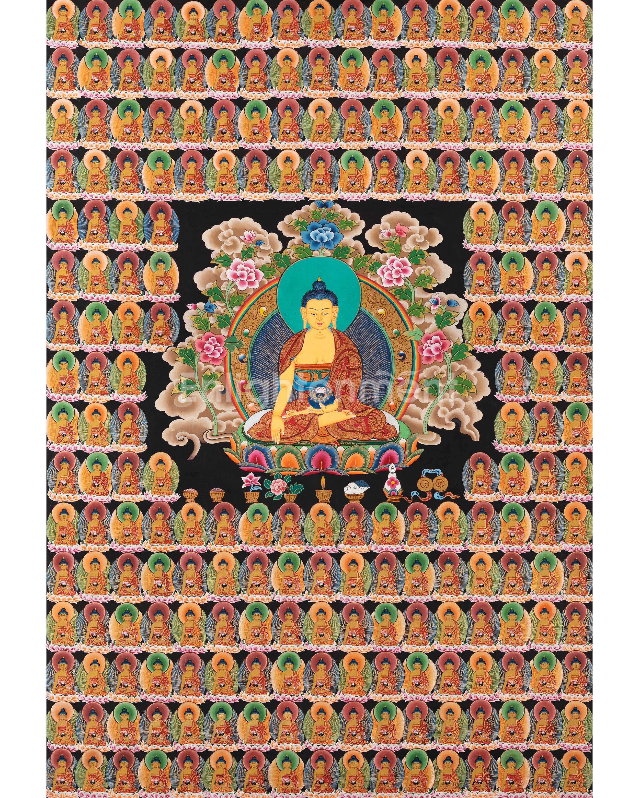 108 Seated Buddha Thangka