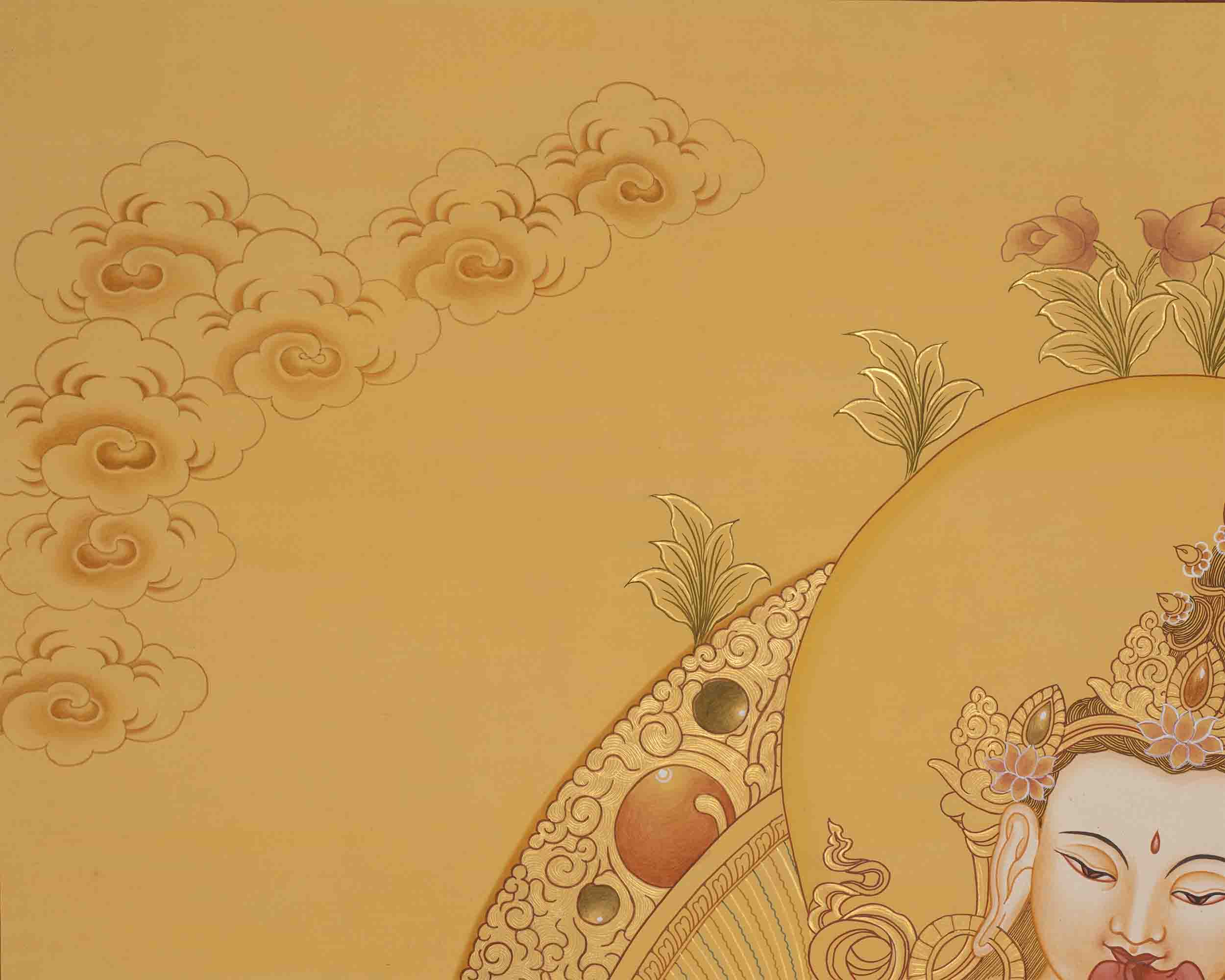 Full Gold Style Vajrasattva Shakti with Consort | Dorje Sempa and Yab Yum Tibetan Wall Hanging