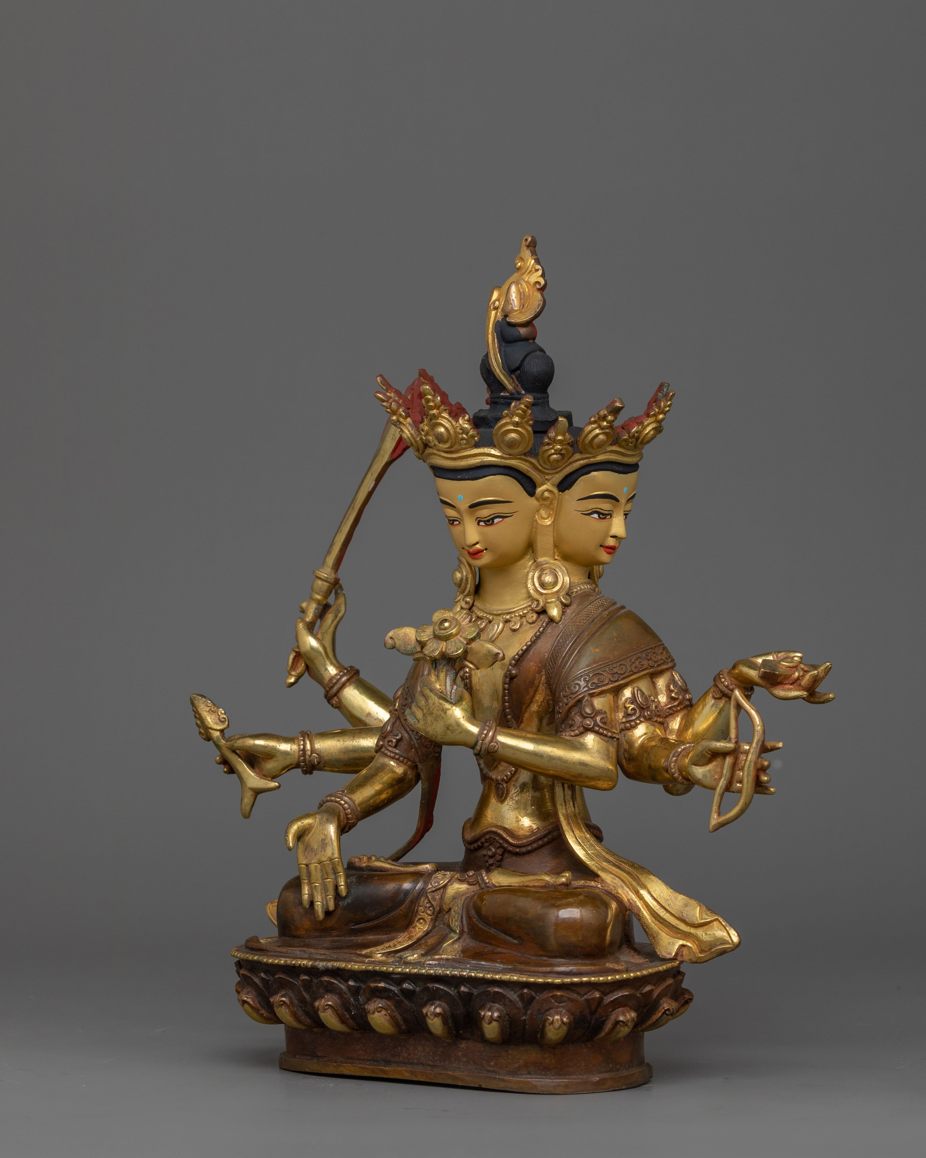 24K Gold Gilded Maha Manjushri Statue |  The Embodiment of Transcendent Wisdom
