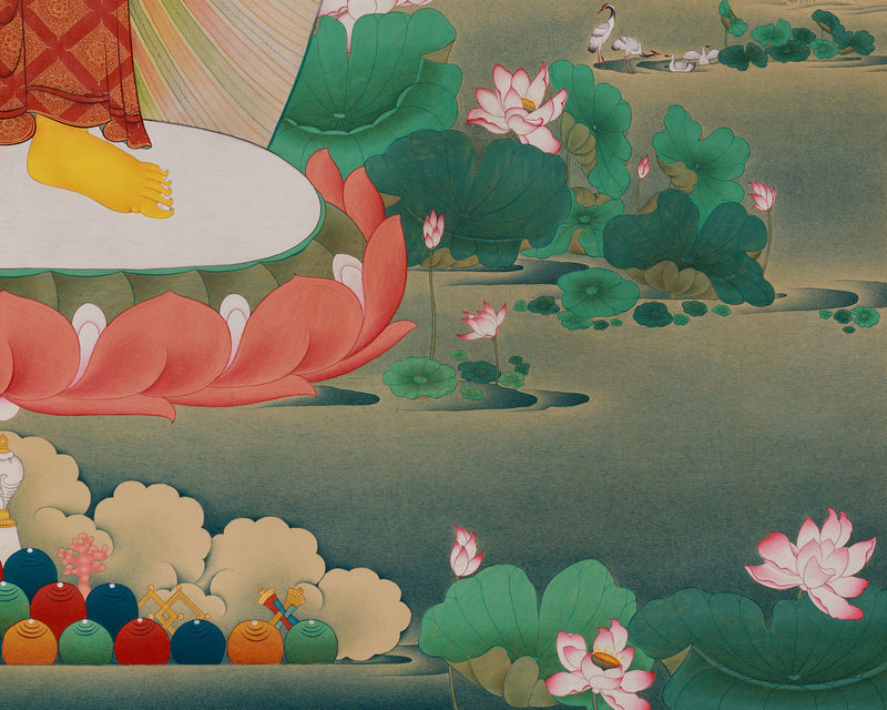 Standing Buddha Shakyamuni Thangka | Exquisite Karma Gadri Masterpiece