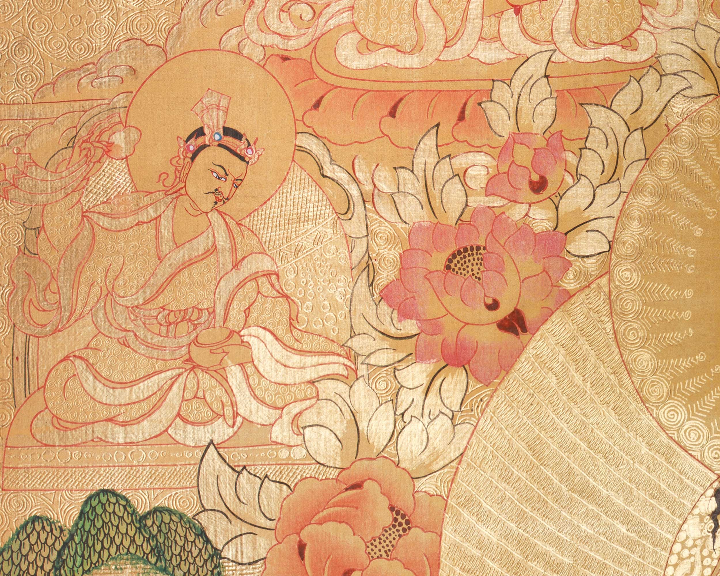 Padmasambhava Tibetan Master Thangka | A Sacred Representation of Guru Rinpoche with Other Divine Beings