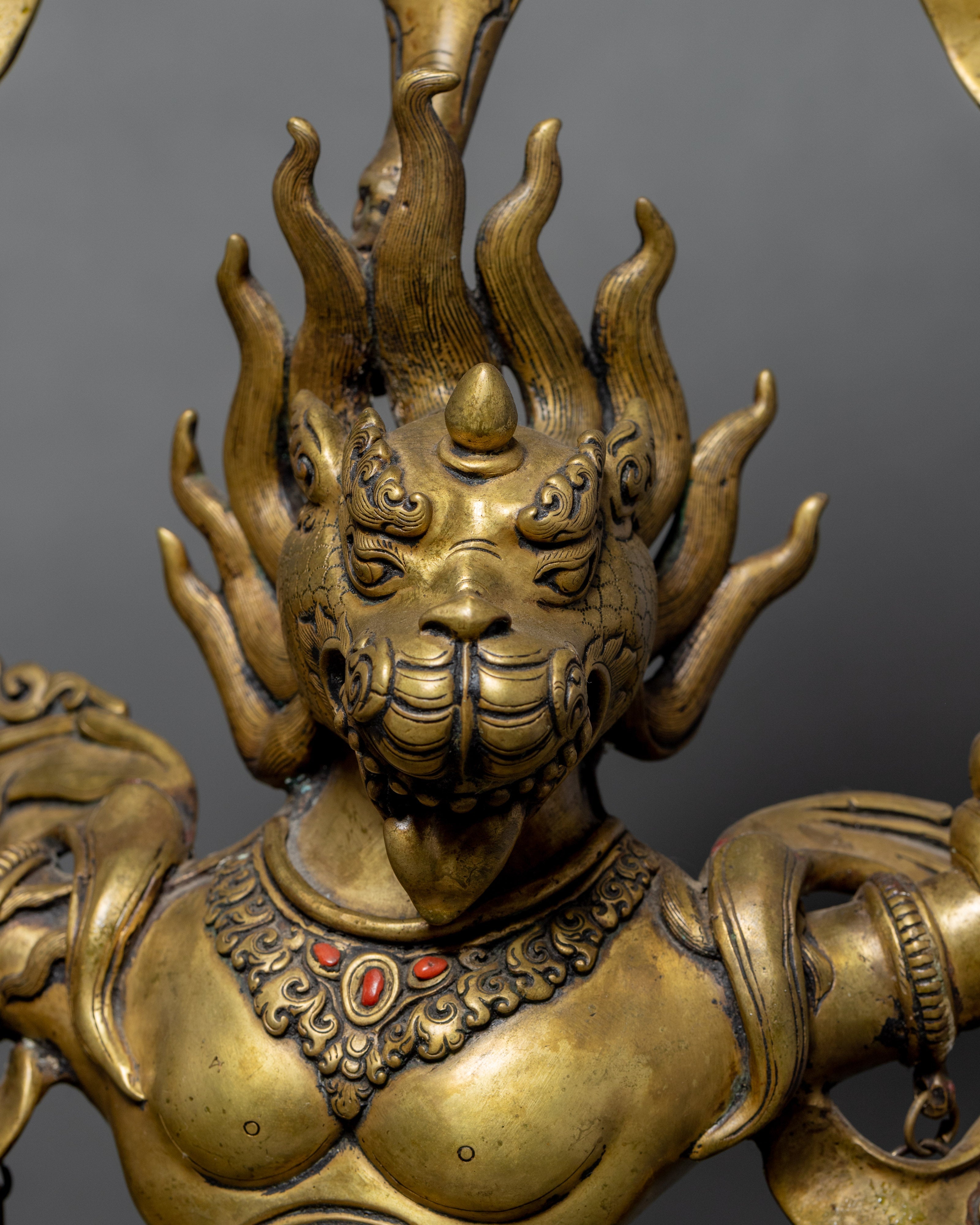 Traditional Oil Lamp Set | Buddhist Lion lamp
