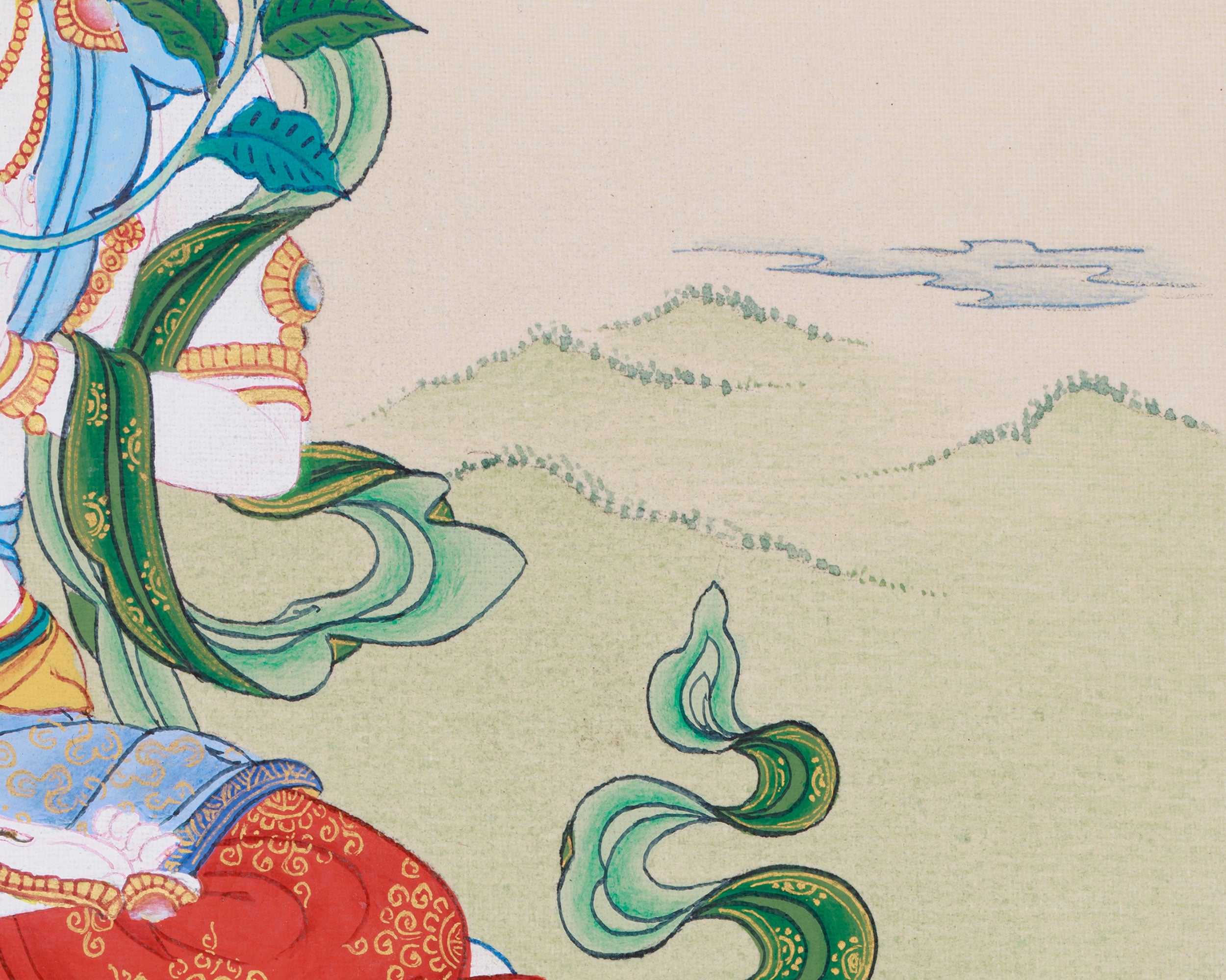 Female Buddhist White Tara Thangka | Symbol of Divine Protection and Peace