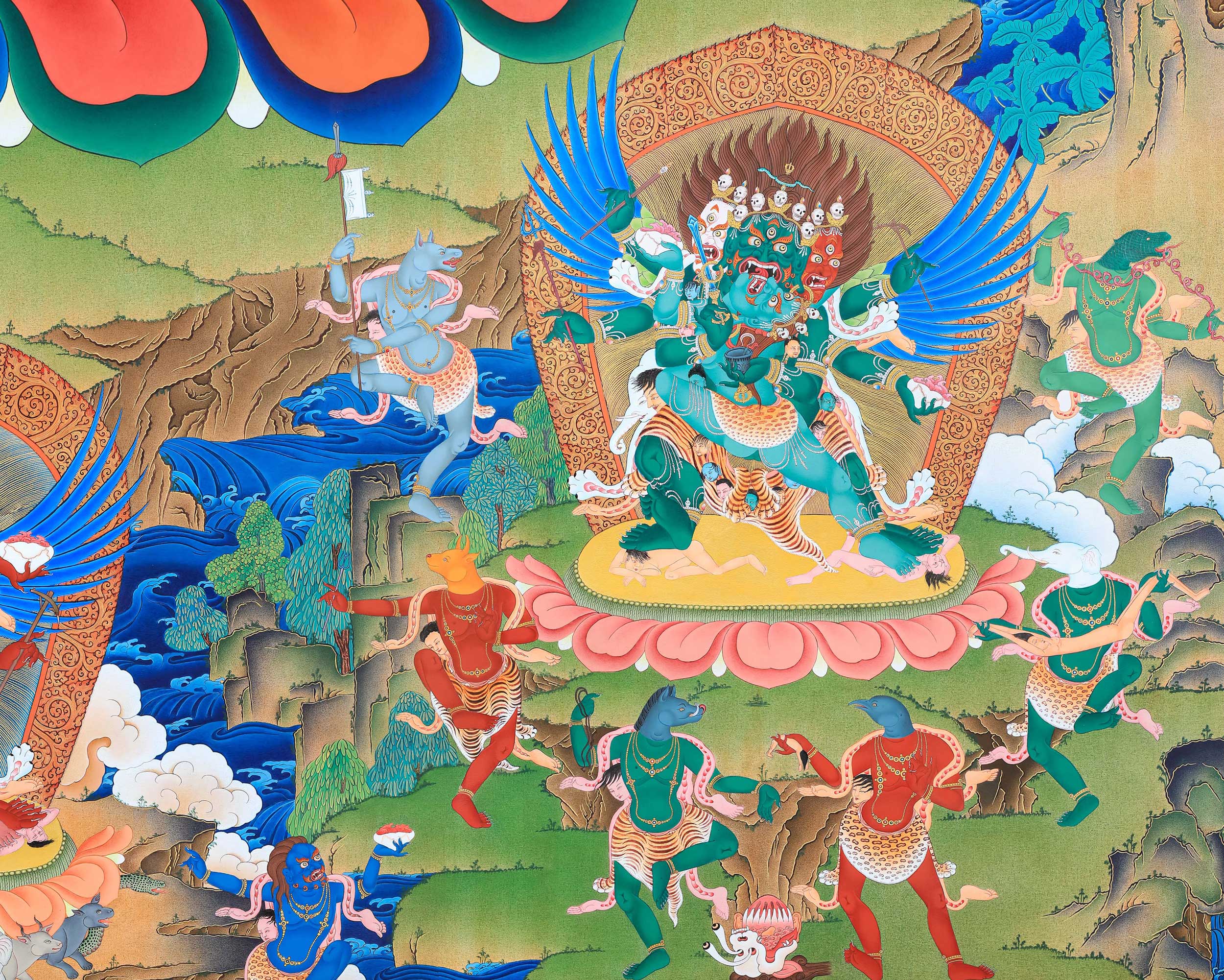 58 Wrathful Deities, Bardo Thangka Painting, Thangka Print