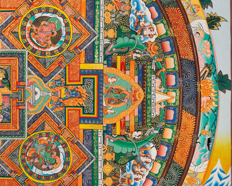 Chenrezig Mandala Art Drawing Print For Spiritual Practice | The Bodhisattva Of Compassion Mandala Print