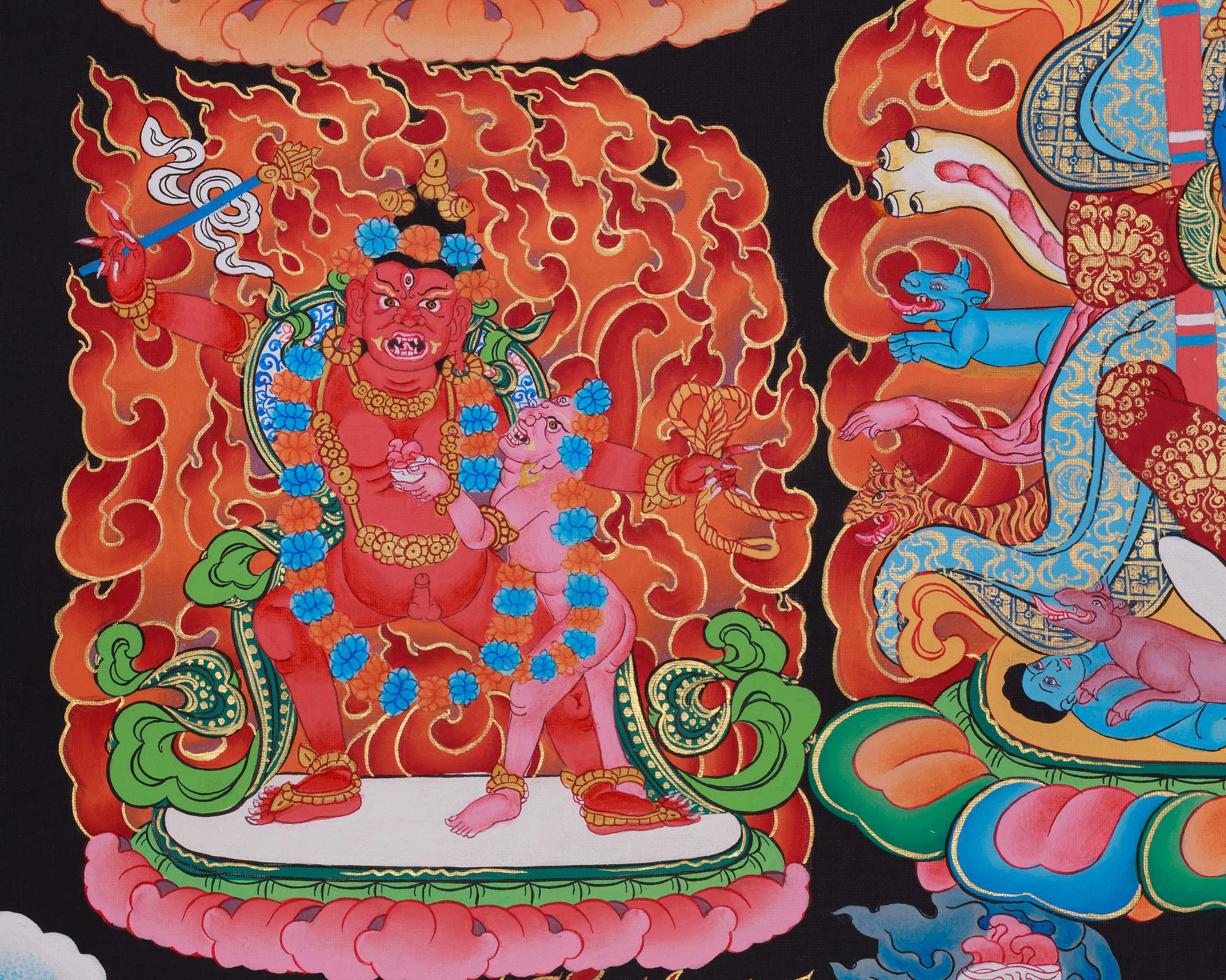 Nyingma Mahakala Thangka | The Wrathful Protector and Guardians of the Nyingma Tradition