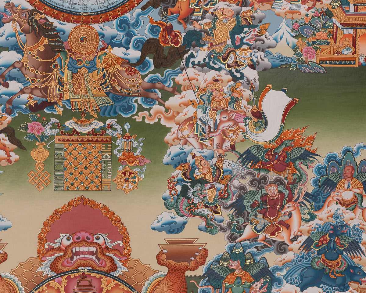 Traditional Tibetan Calendar | Hand-Painted Himalayan Astrological Thangka