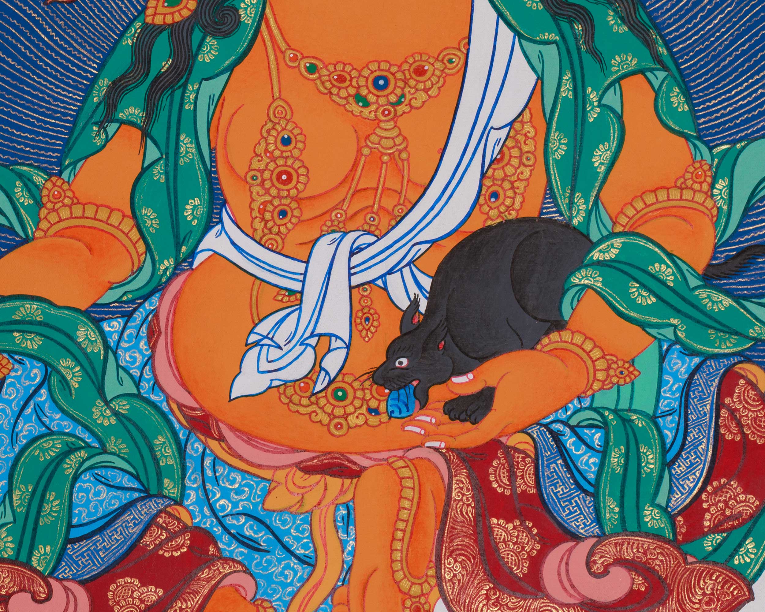 Yellow Jambhala Painting | The Wealth Deity of Prosperity and Abundance