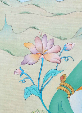 Mother Green Tara Thangka Print | Goddess of Compassion | Tibetan Buddhist Artwork