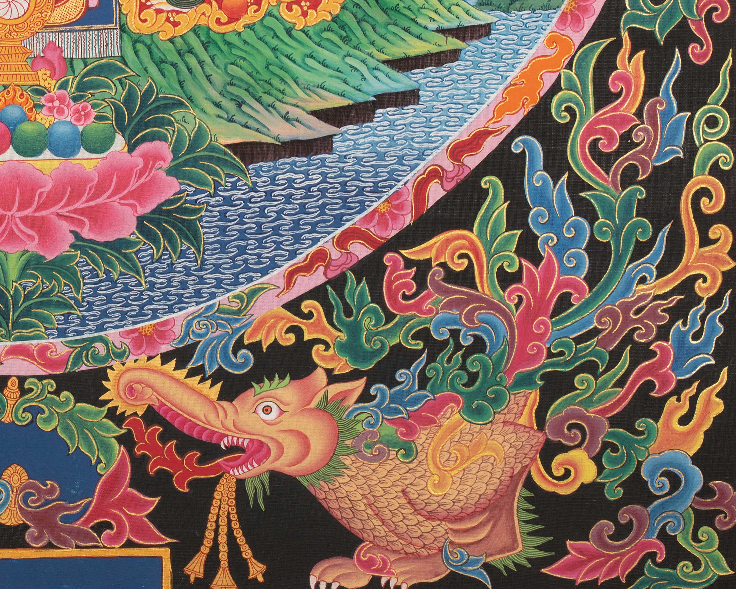 4 Armed Chengrezig Thangka | Buddhist Newari Art Style from Kathmandu Nepal