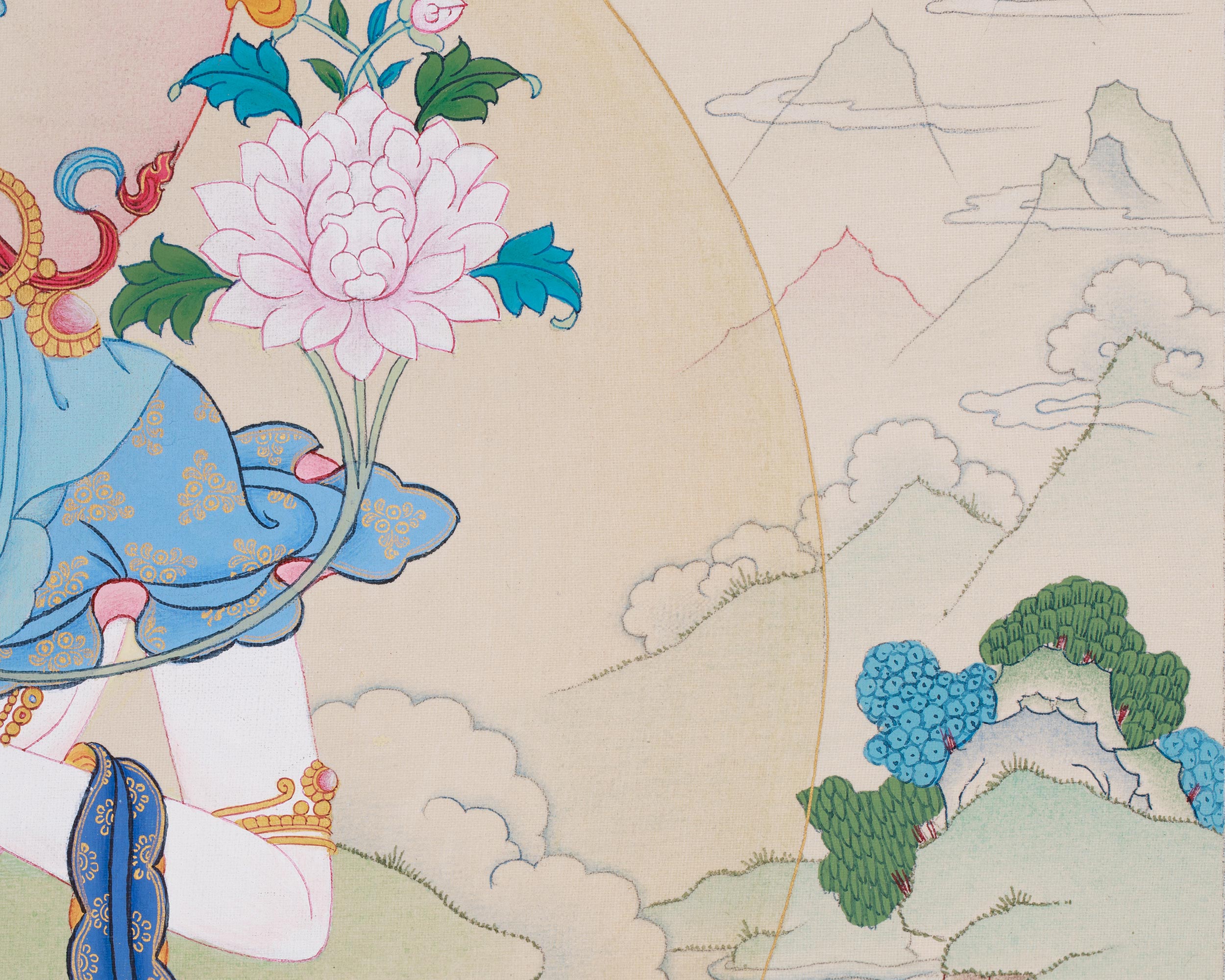 Buddhist Goddess White Dolma | A Sacred Thangka of Purity, Compassion, and Spiritual Healing