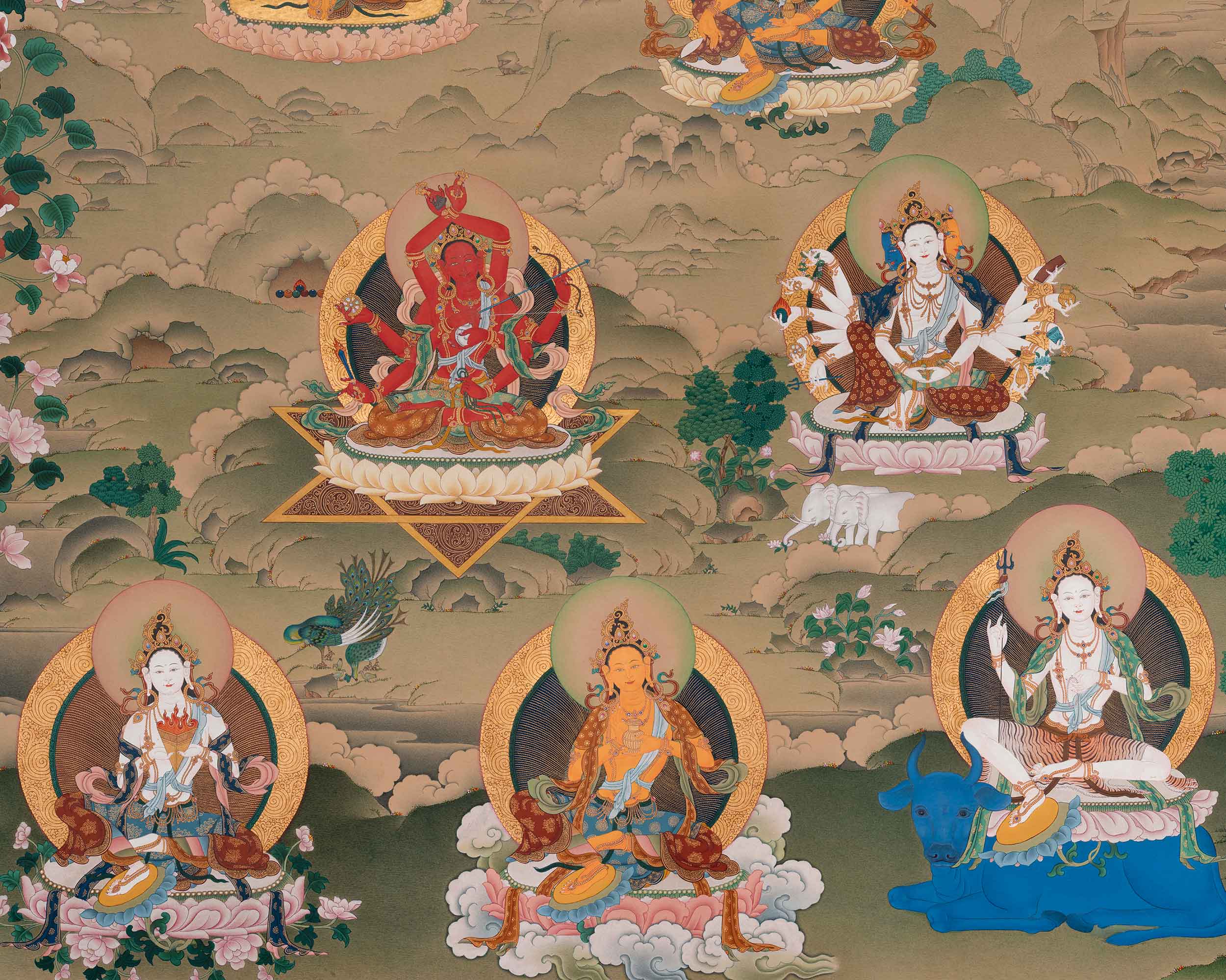 21 Tara Buddhist Art | Compassion and Healing Thangka | Shyama Tara
