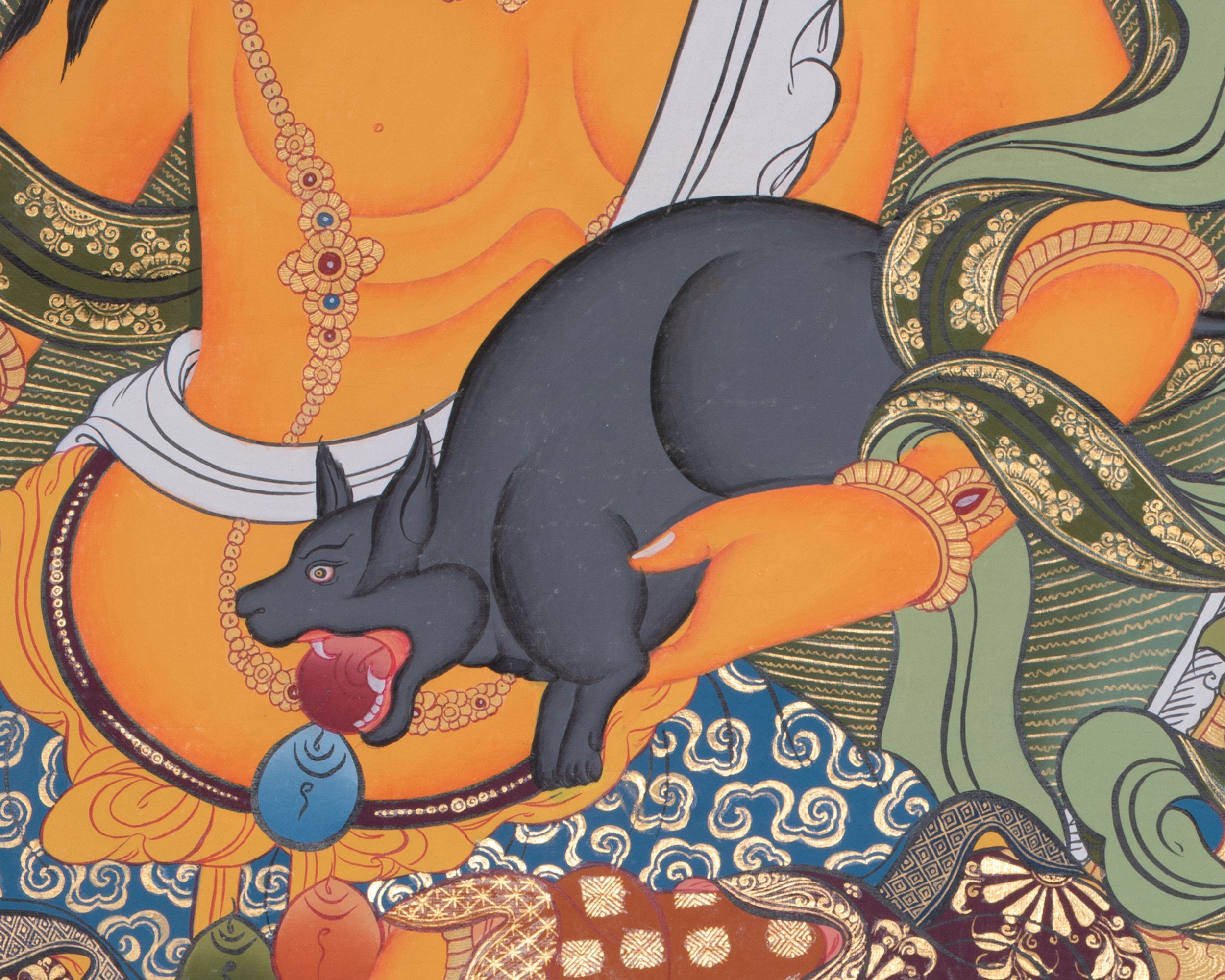 Guardian Of Prosperity Dzambhala Thangka | A Protector of Wealth and Abundance