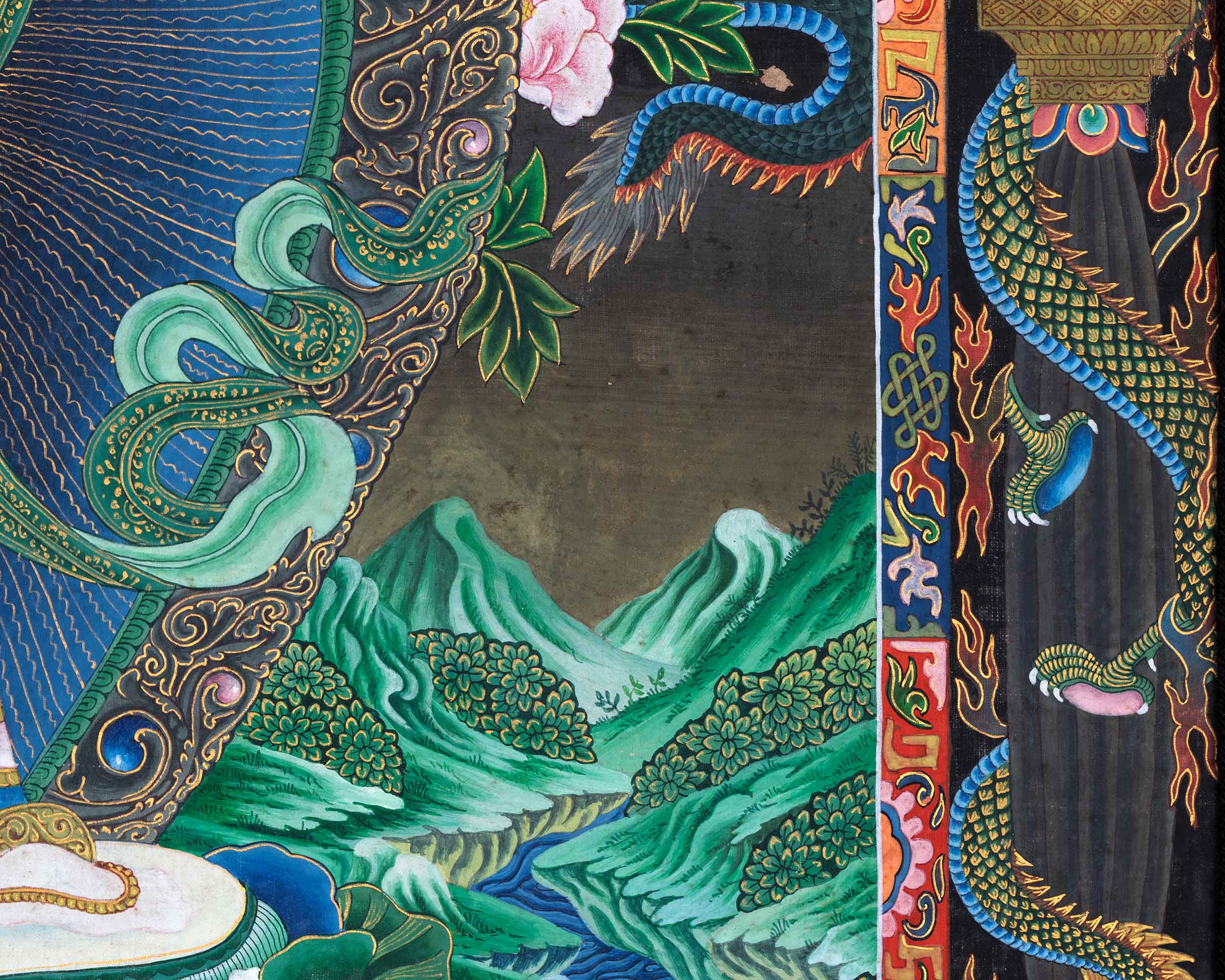 Padhma Pani Thangka Print | Avalokiteshvara Traditional Thangka | Digital Wall Decors