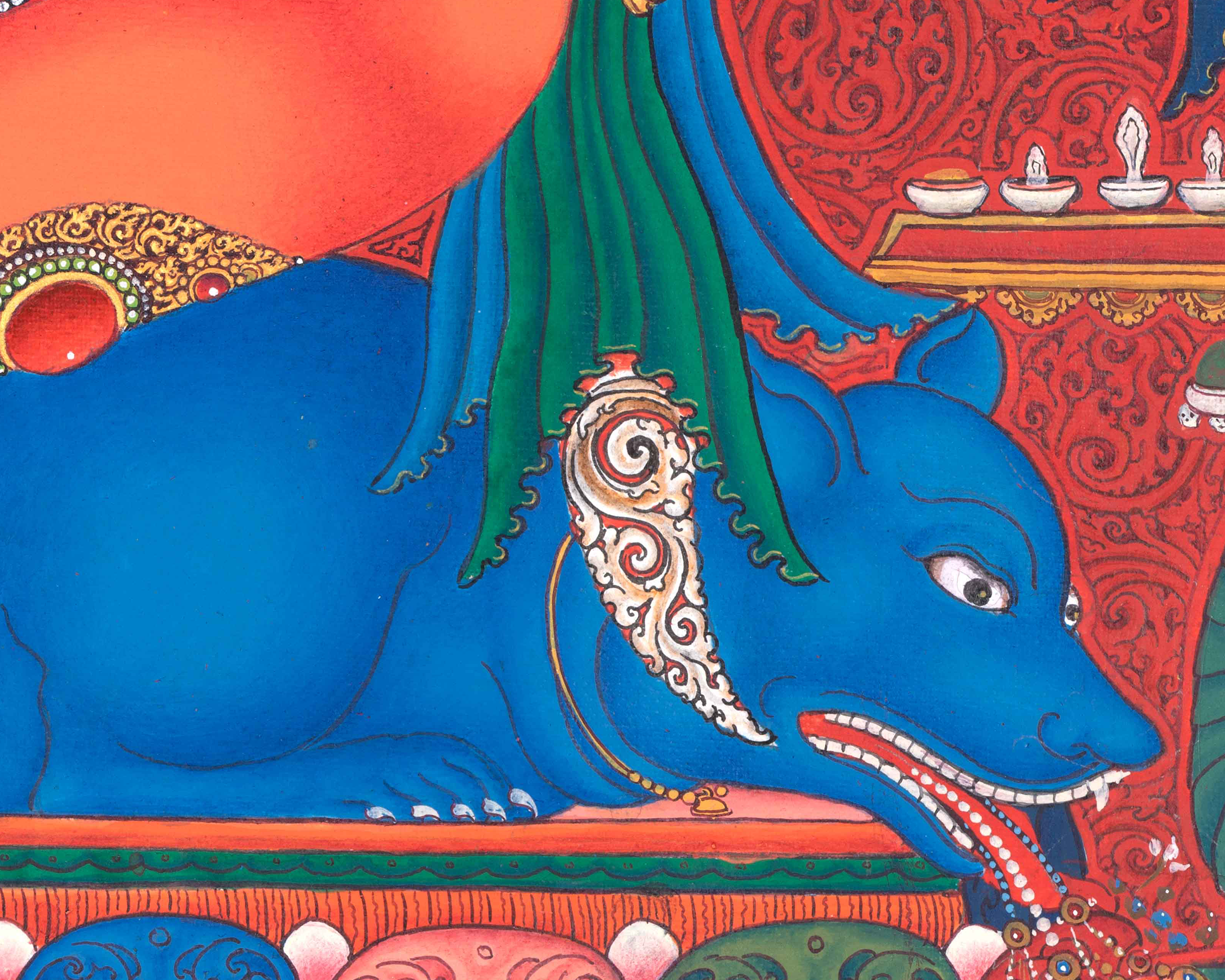 Hand Painted Ganesh Thangka | Hindu Deity Of Wealth | Traditional Wall Decoration