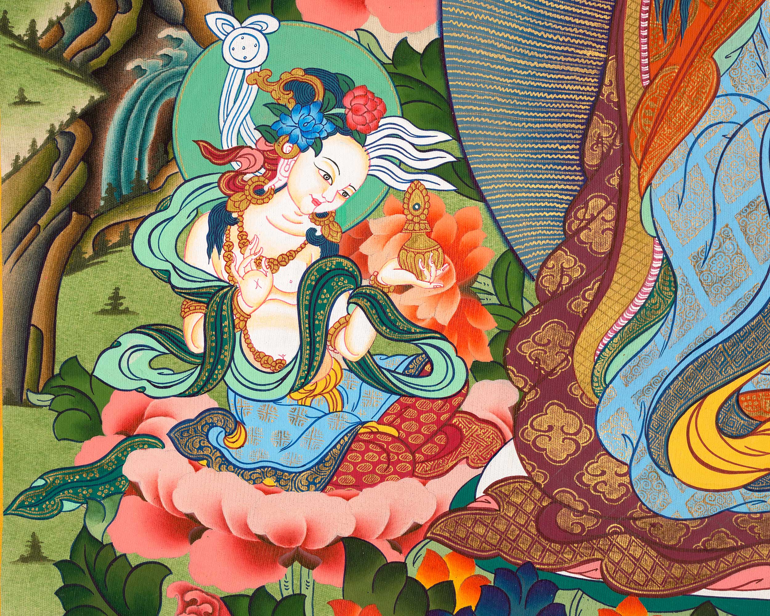 Guru Rinpoche Thangka | Eight Manifestation of Guru Padmasambhava |  Lotus Born Master of Buddhism | Thangka Painting for Meditation