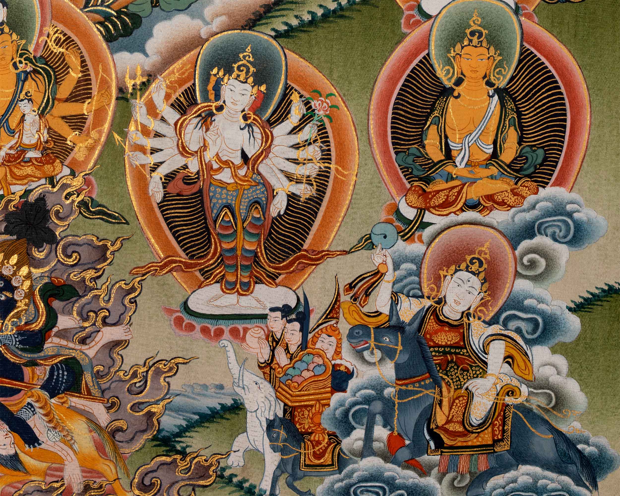 Amoghpasha Lokeshvara Giclee Print For Daily Meditation | Newari Paubha Print For Buddhism Practice
