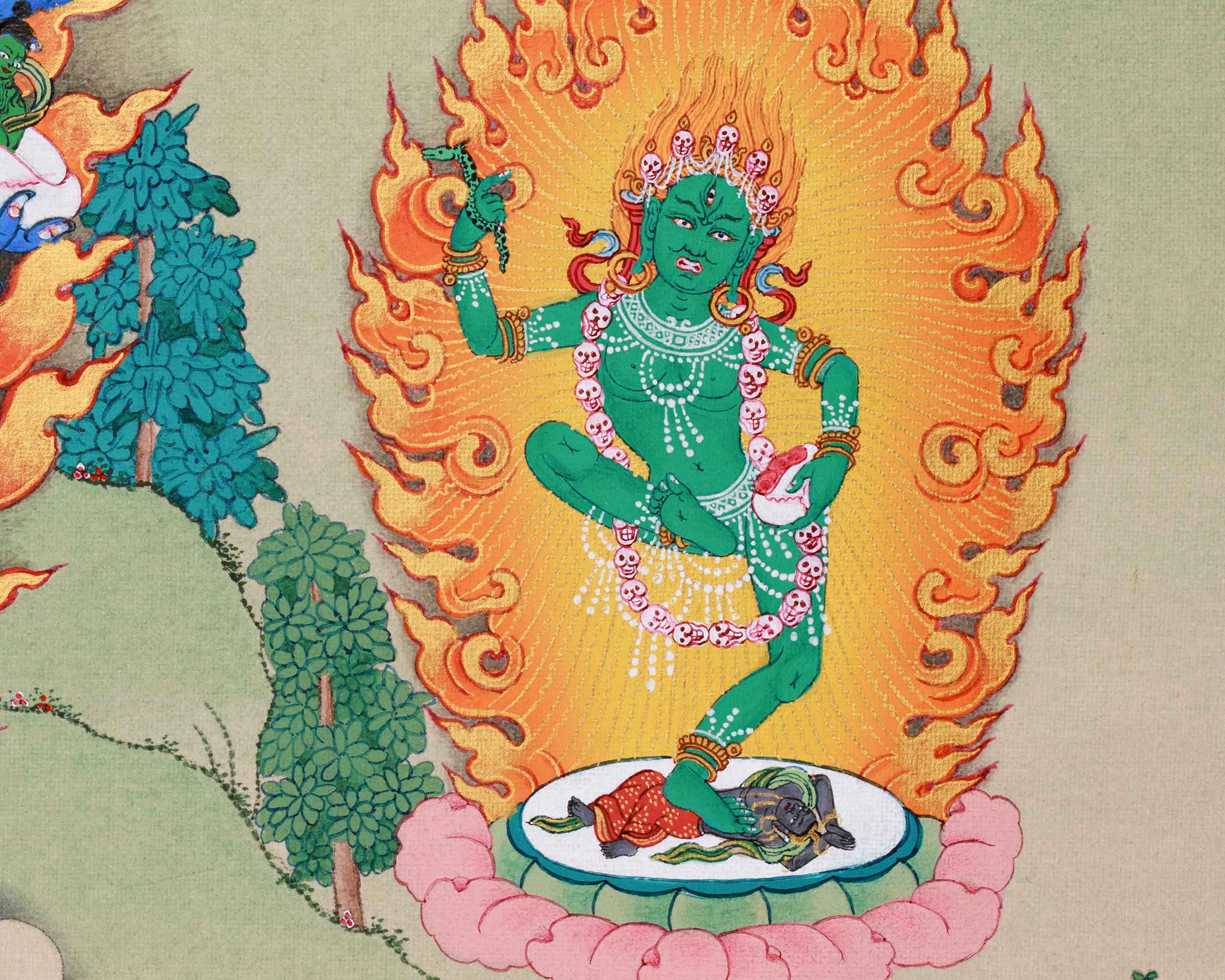 Wrathful Deity Hevajra Thangka Print | Great Compassion and Enlightened Wisdom
