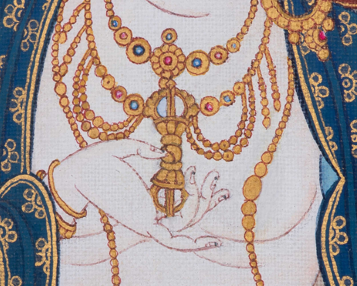 Vajrasattva Buddha of Purification Thangka | Represents Luminous Nature of The Enlightened Mind