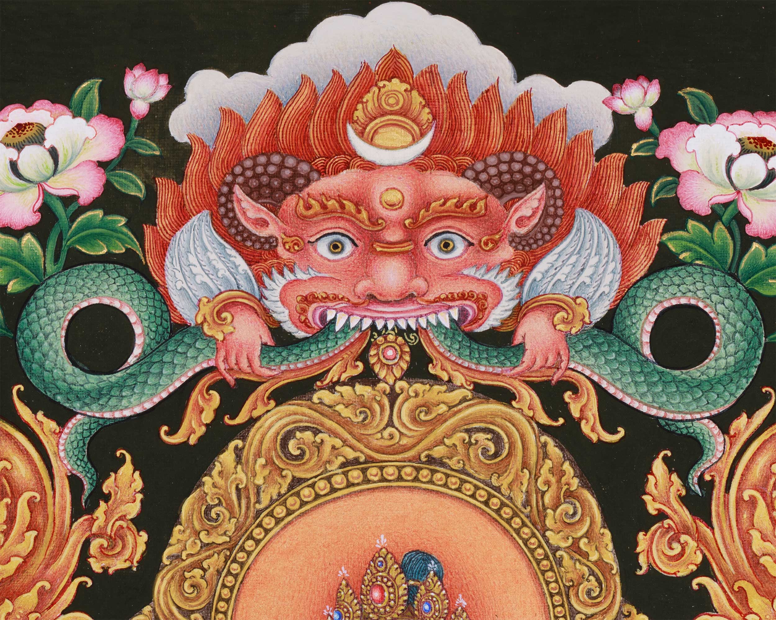 Paubha Masterpiece of Tibetan Goddess Standing Green Tara | Guardian of the Eight Fears