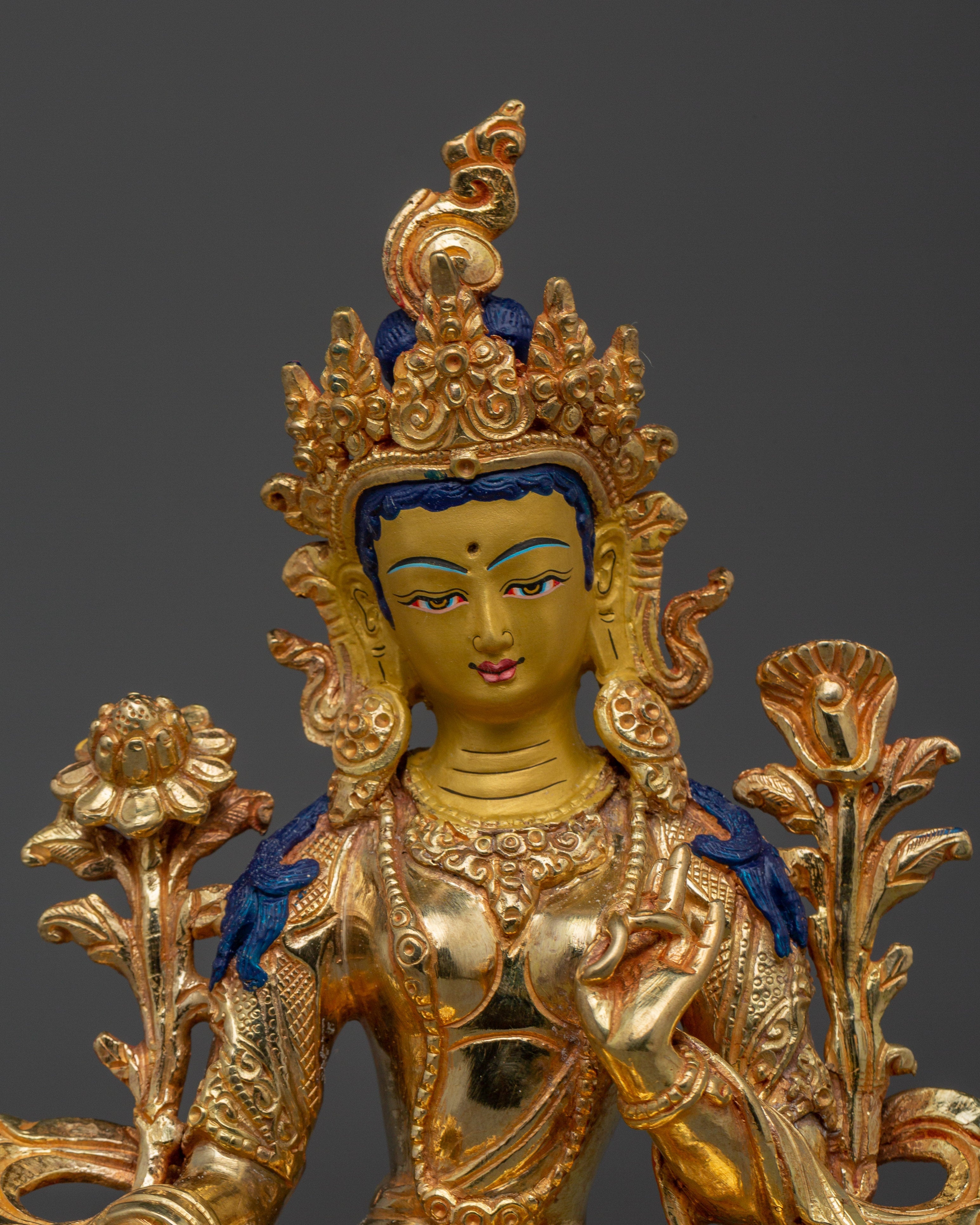 Tibetan Compassionate Deity Shyama Tara Statue | Green Tara - Mother of All Buddhas