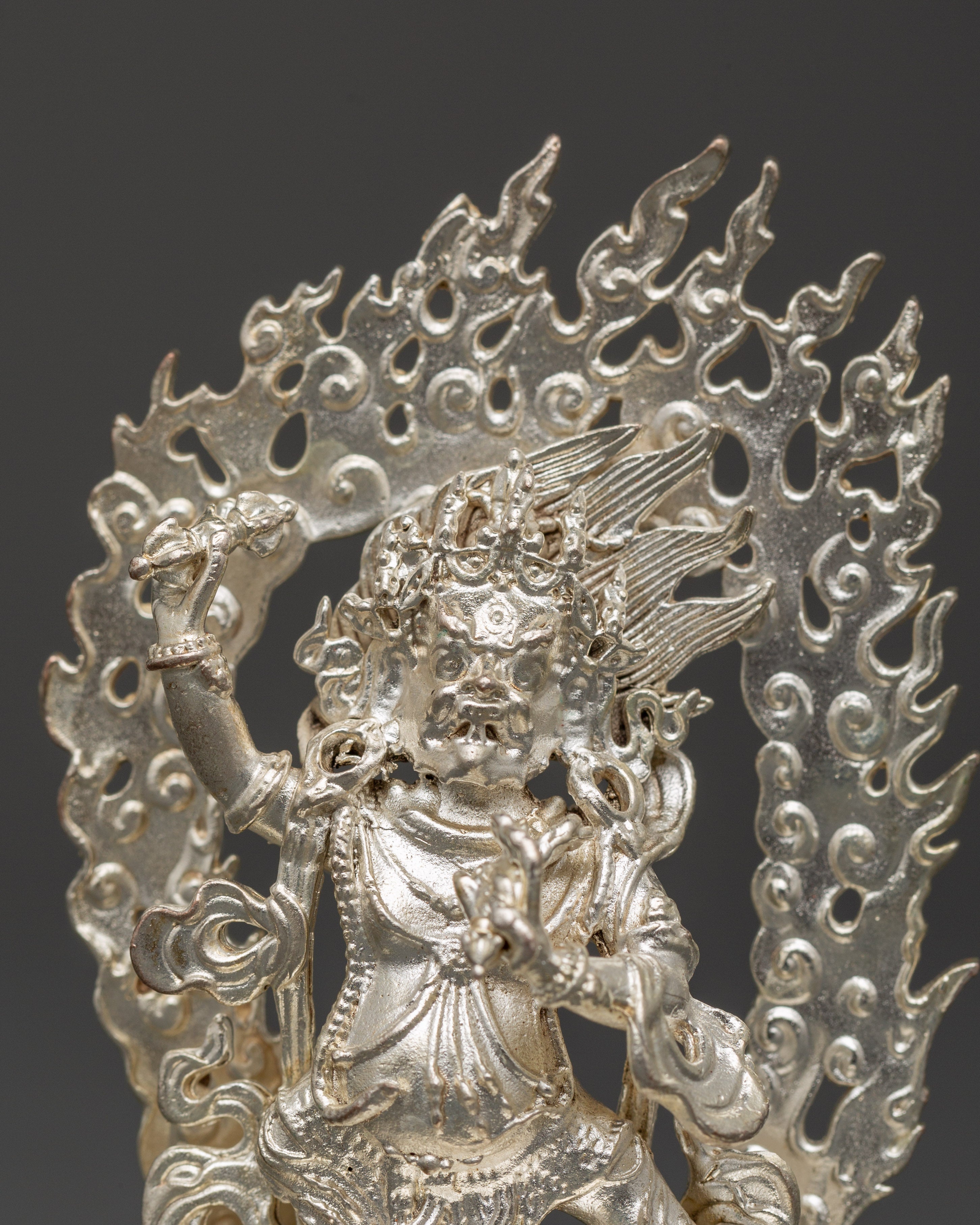 Vajrapani Silver Plated Statue | Tibetan Buddhist Protector