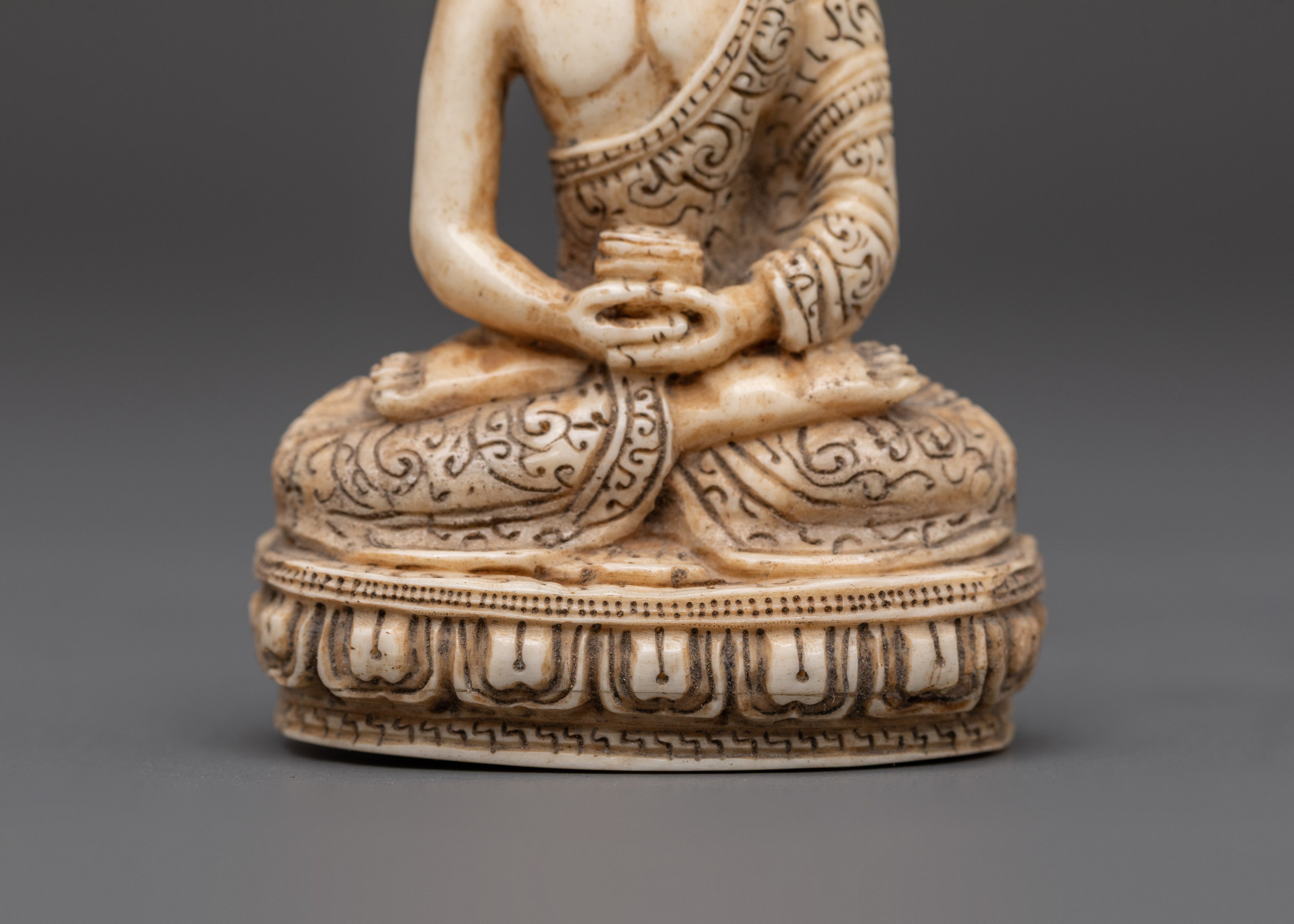 Sacred Ethically Sourced Yak Bone Amitabha Buddha Sculpture | Meditation Gift