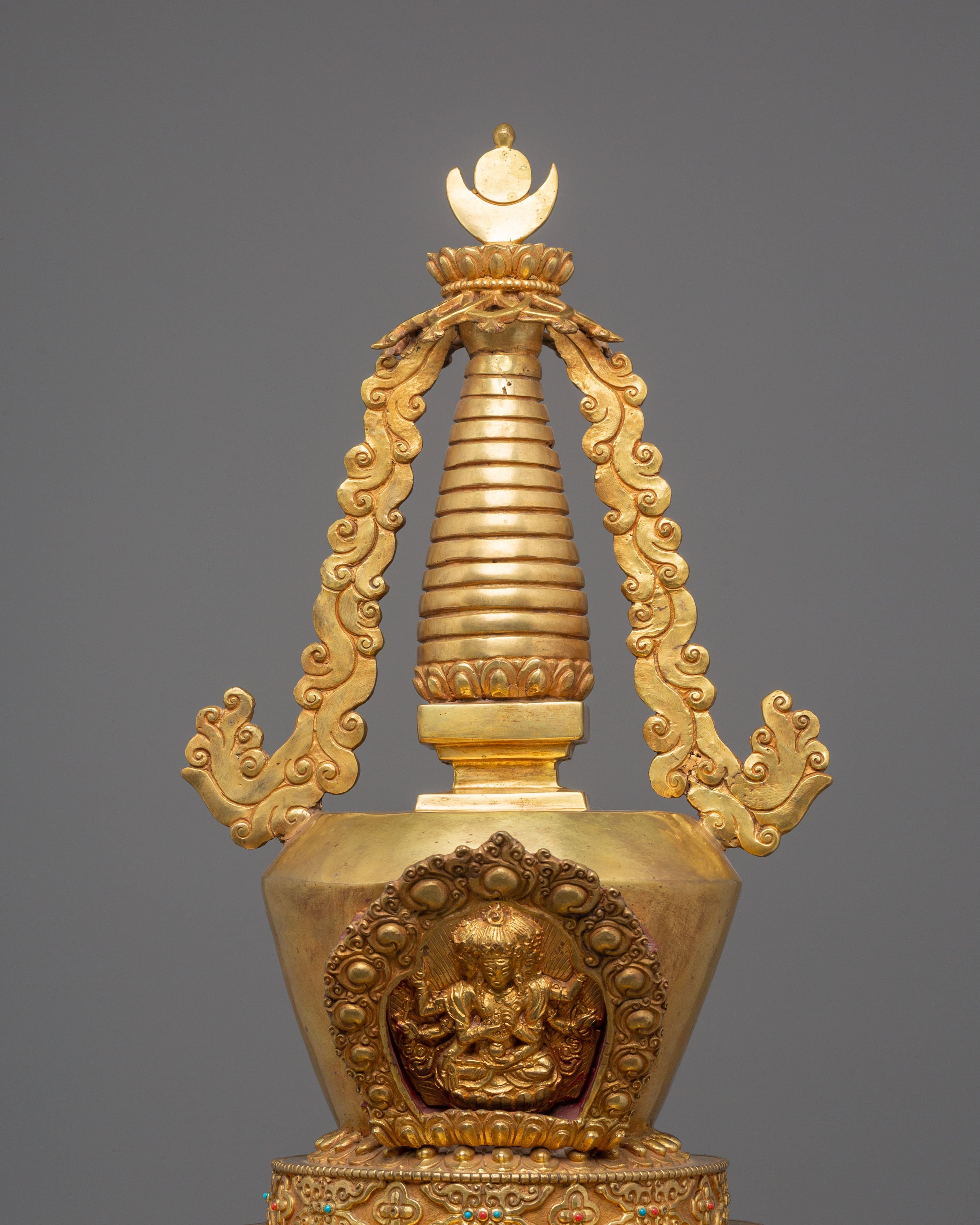 Enlightenment Symbol Stupa | Gold-Plated Buddhist Statue for Meditation