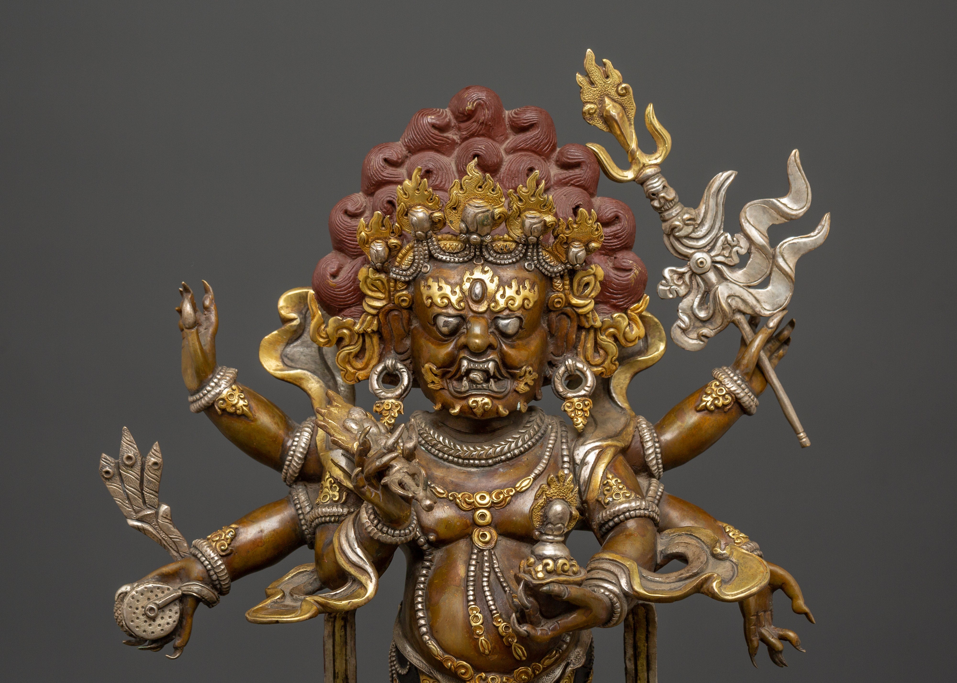 White Mahakala Wrathful Form – Tibetan Protector Deity Statue