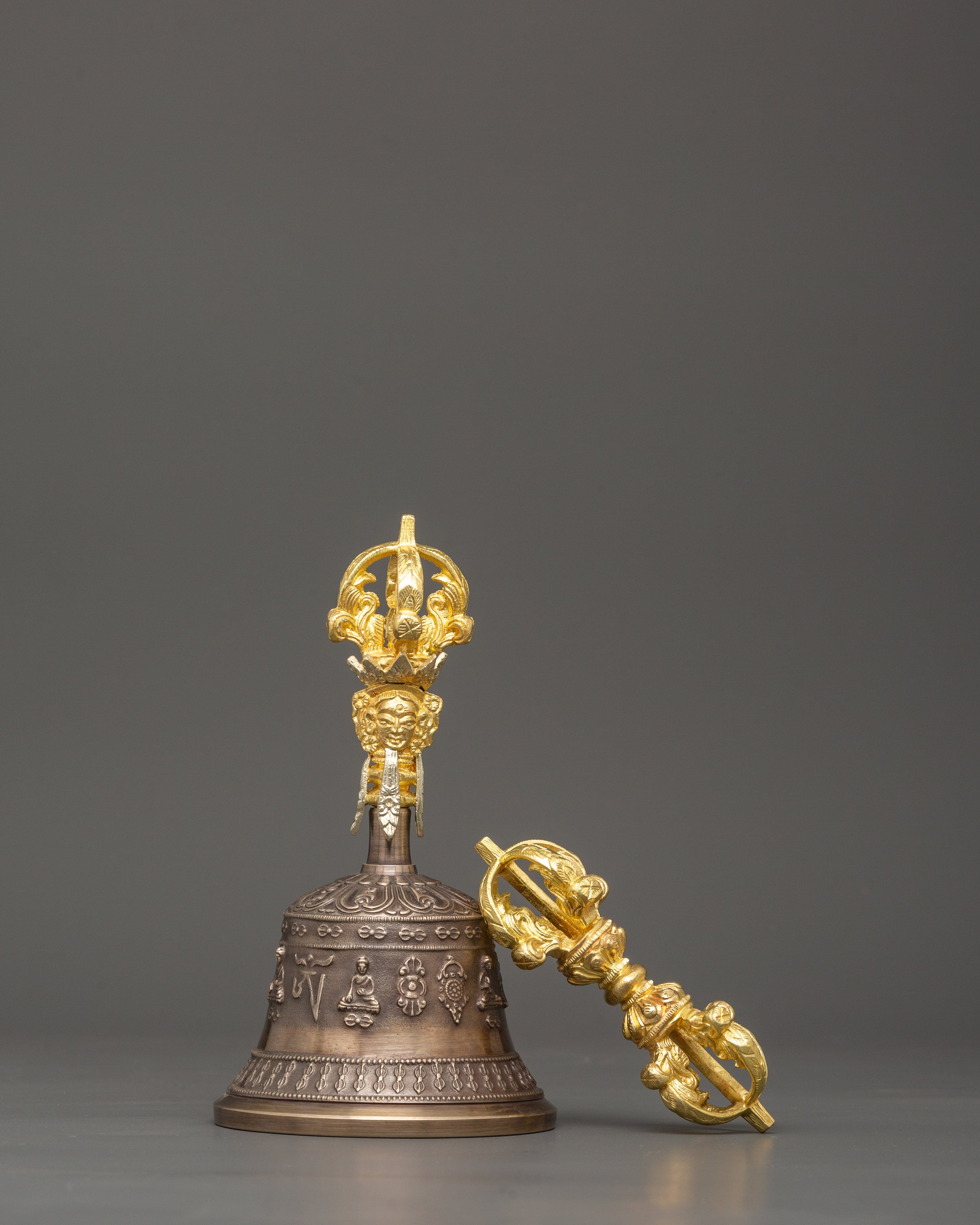 Tibetan Bronze Vajra & Bell Set |  Sacred Ritual Tools for Spiritual Awakening