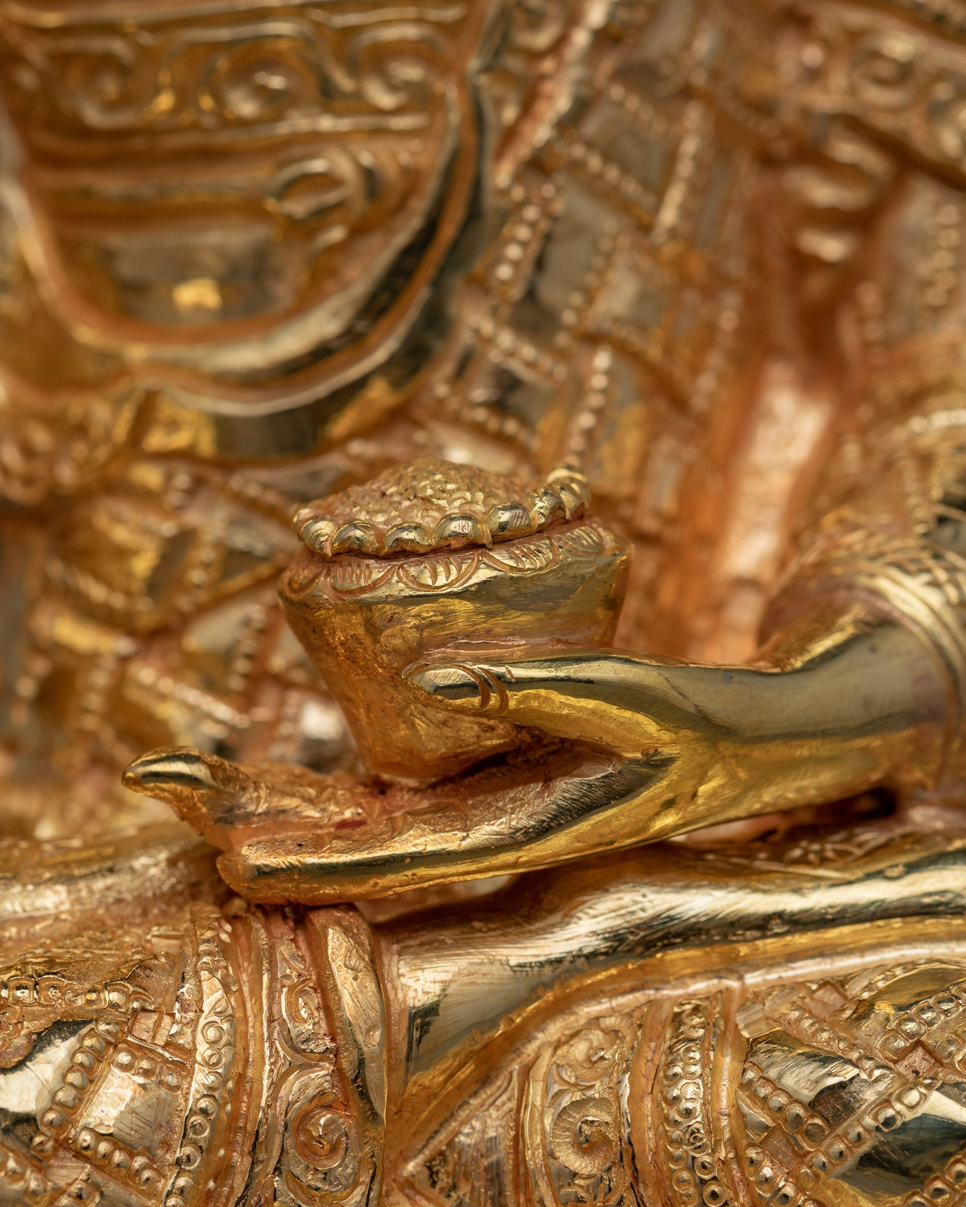 Nepalese Handmade Statue of Shakyamuni Buddha | 24k Gold Gilded