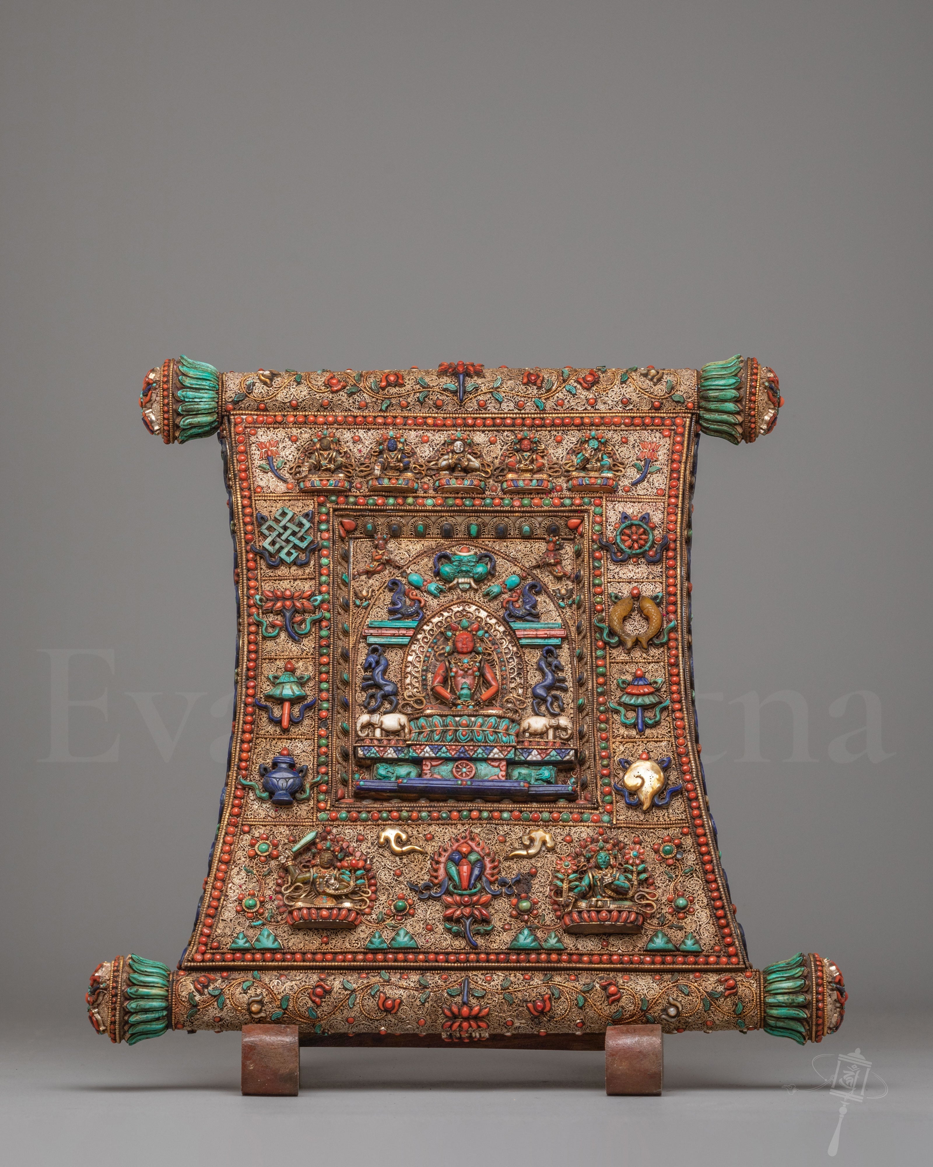 Buddhist Long Life Buddha Metal Thangka 