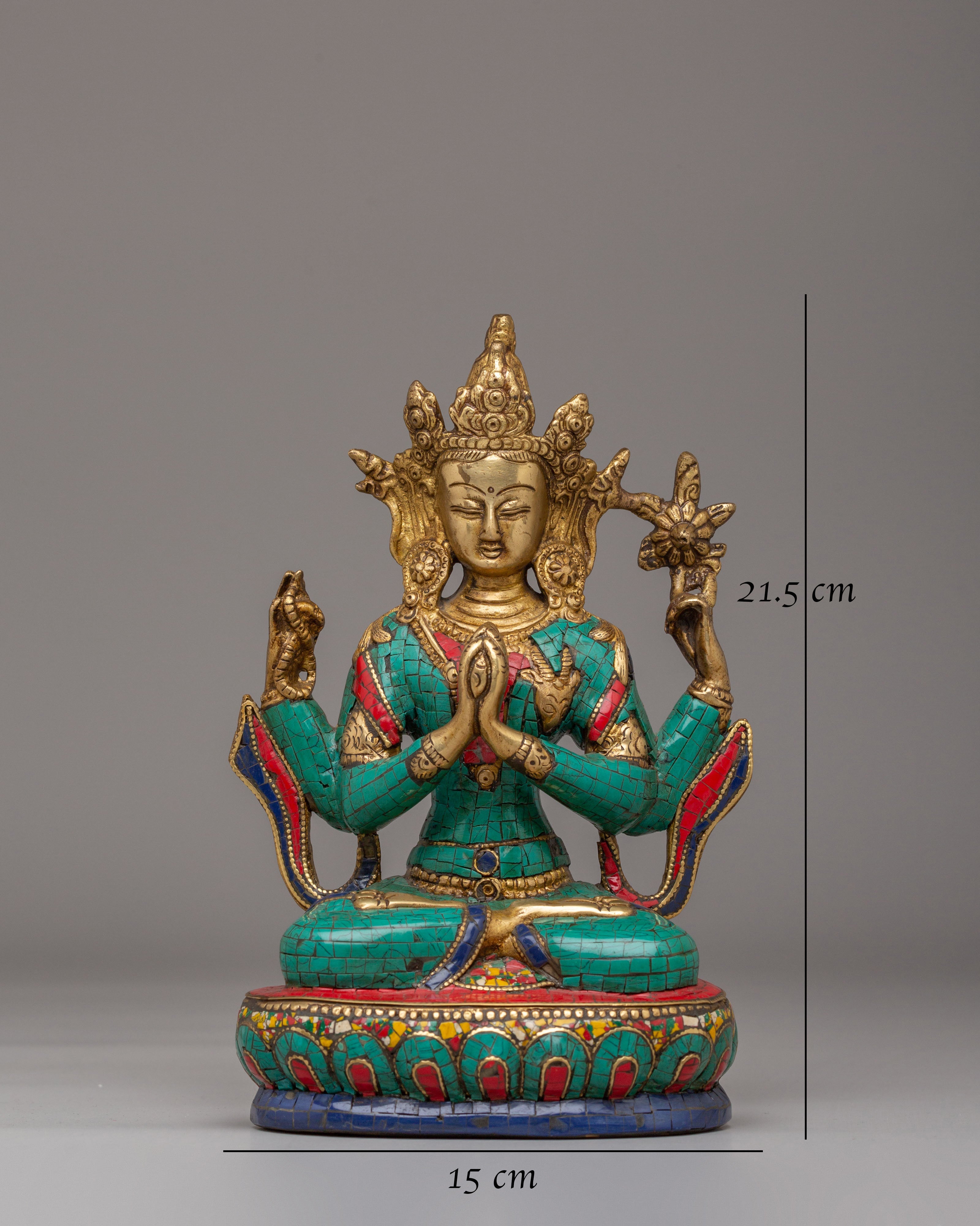 Tibetan Chenrezig Statue for Altar | Buddhist Deity Figurine