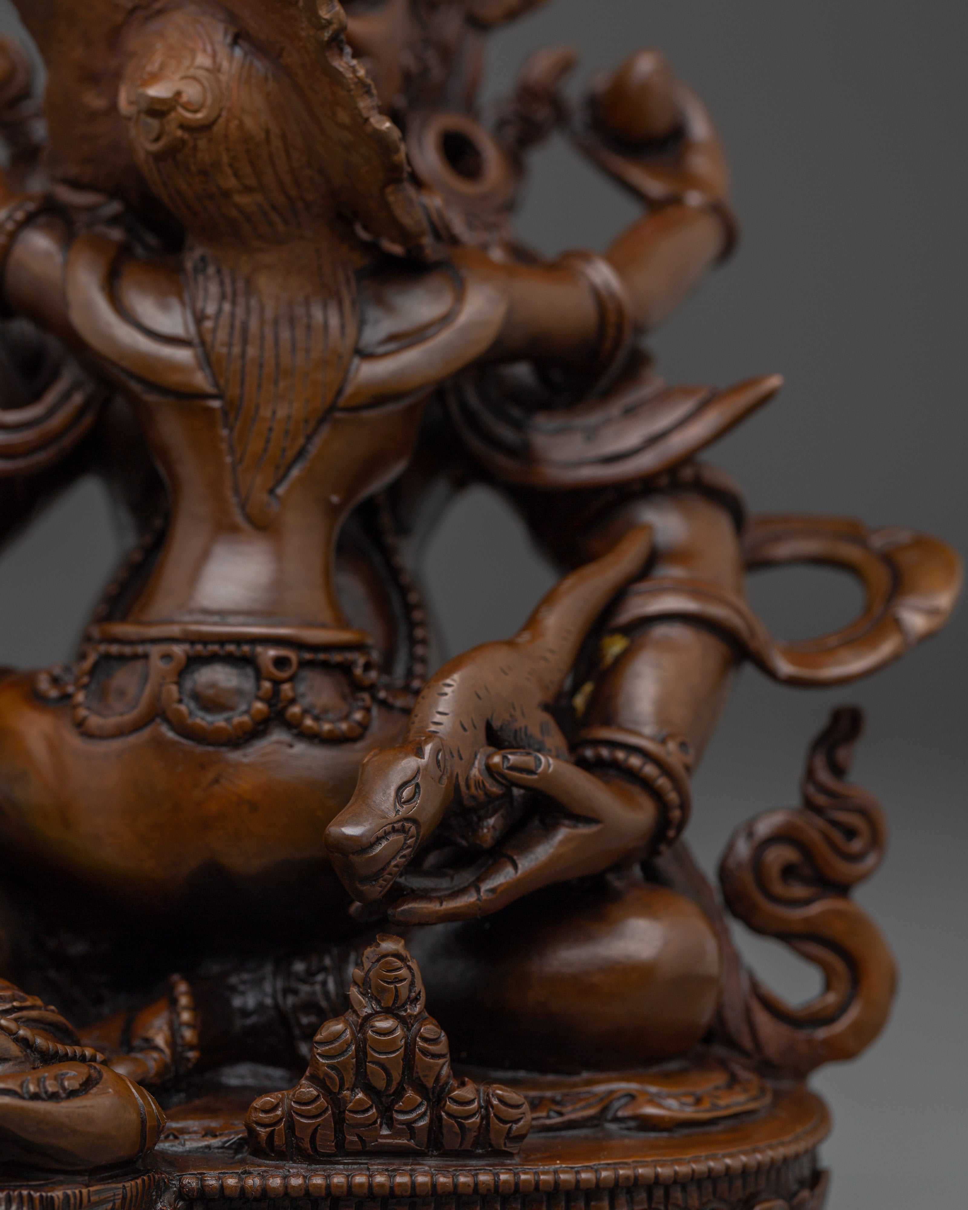 Green Dzambhala with Consort Oxidized Statue | Symbol of Wealth