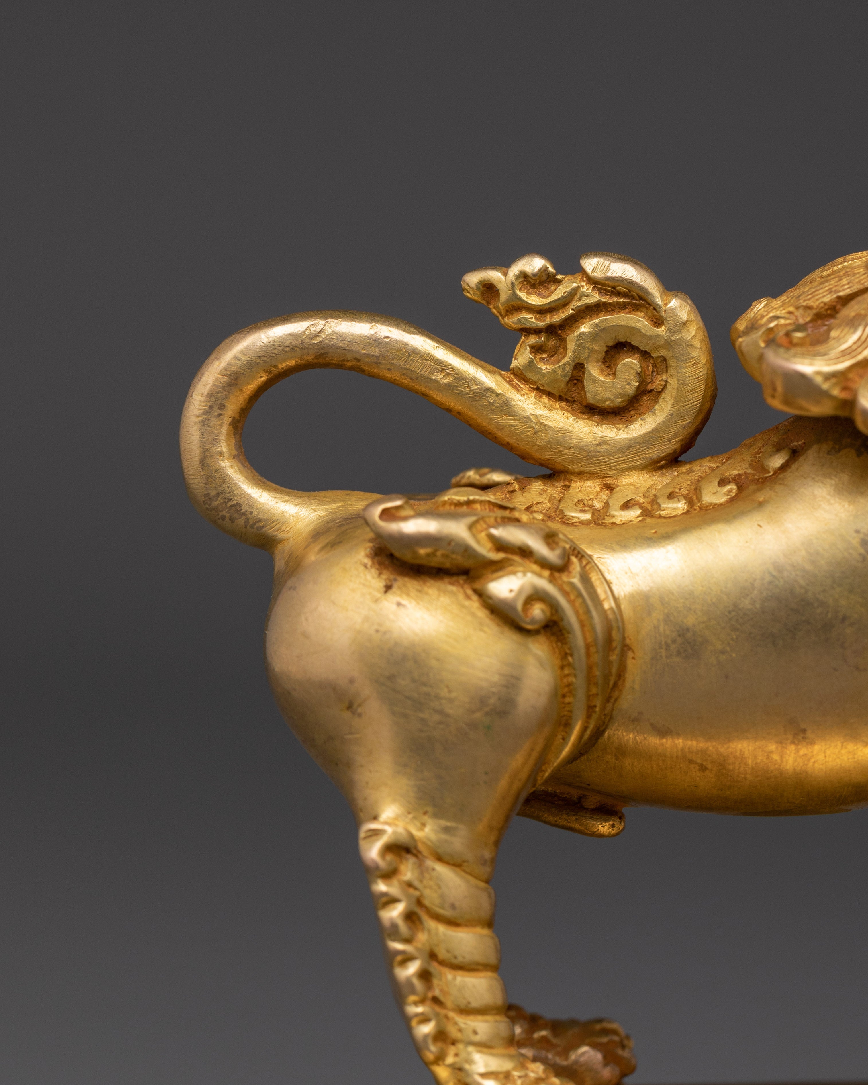 Gold Plated Lion Statue Set | Set of Two Temple Guardians