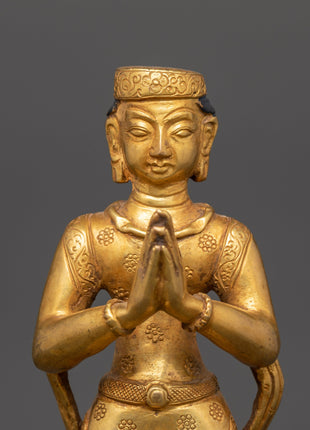 Newari Sculpture with Oil Lamp | Ritual Decor and Spiritual Light Offering