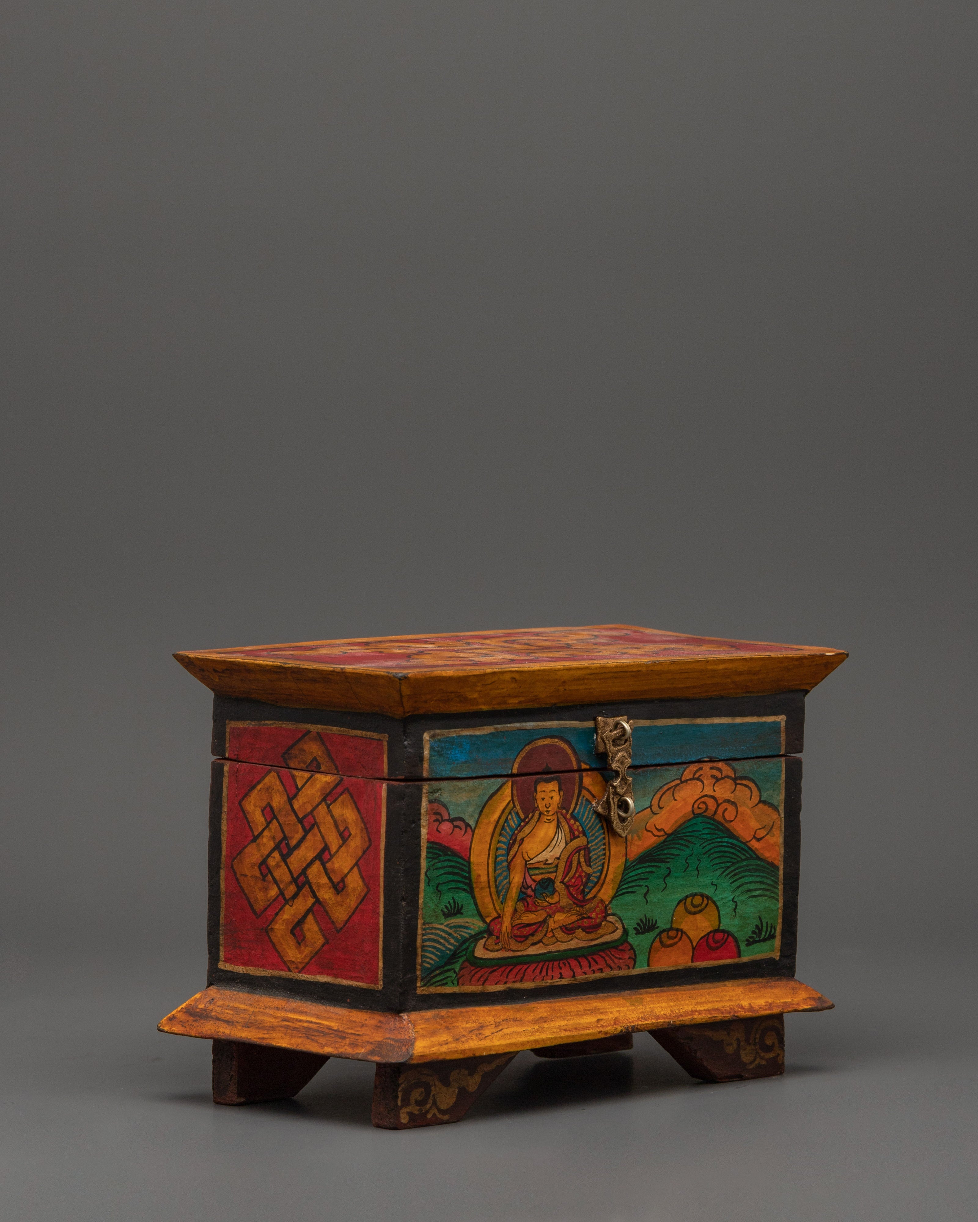 Tibetan Wooden Buddha Box | Perfect for Ritual Use