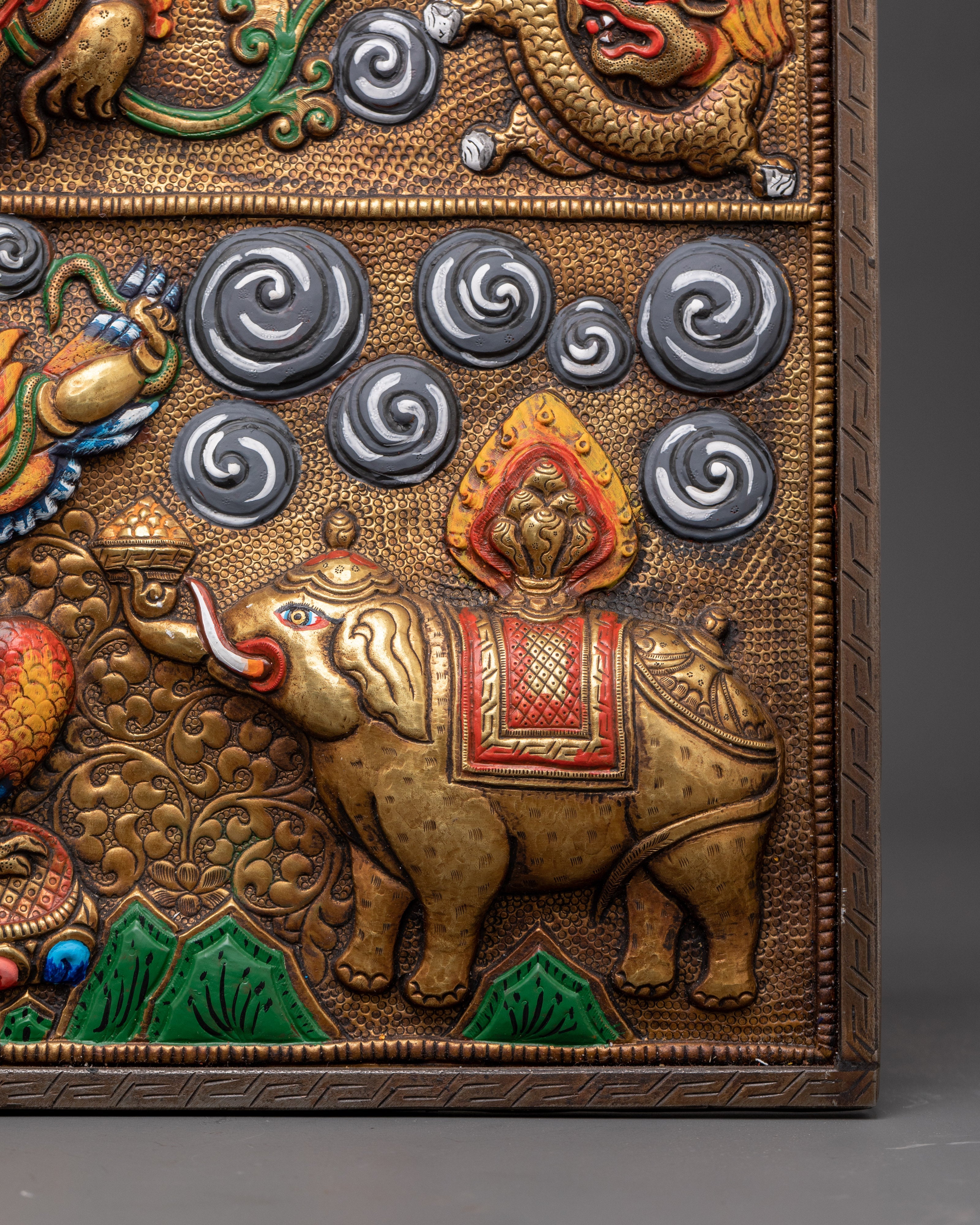 Brass Wall Hanging Art | Indian Elephant Relief Sculpture