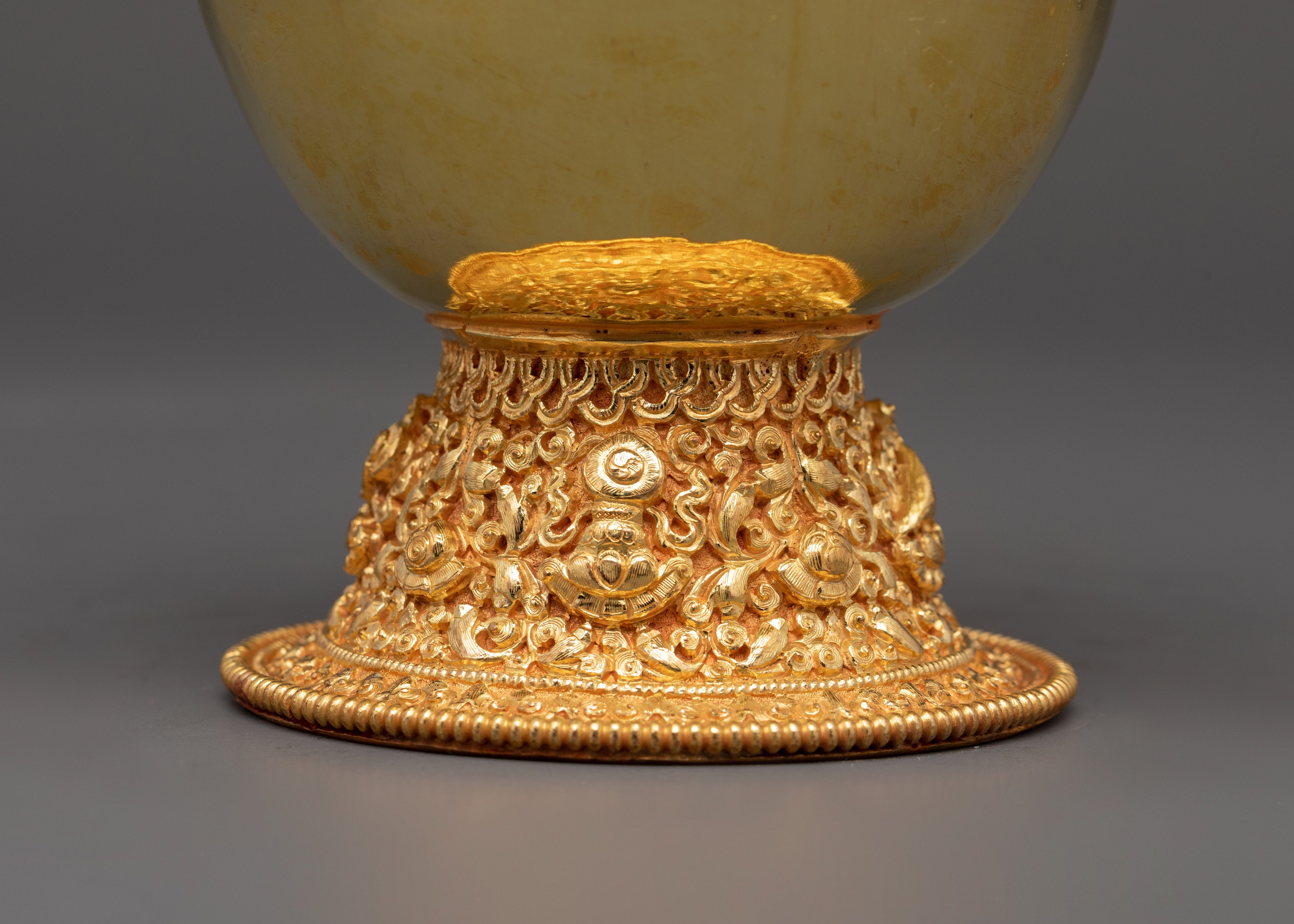 Large Gold-Plated Tibetan Bhumba Ritual Set | Spiritual Temple Decor