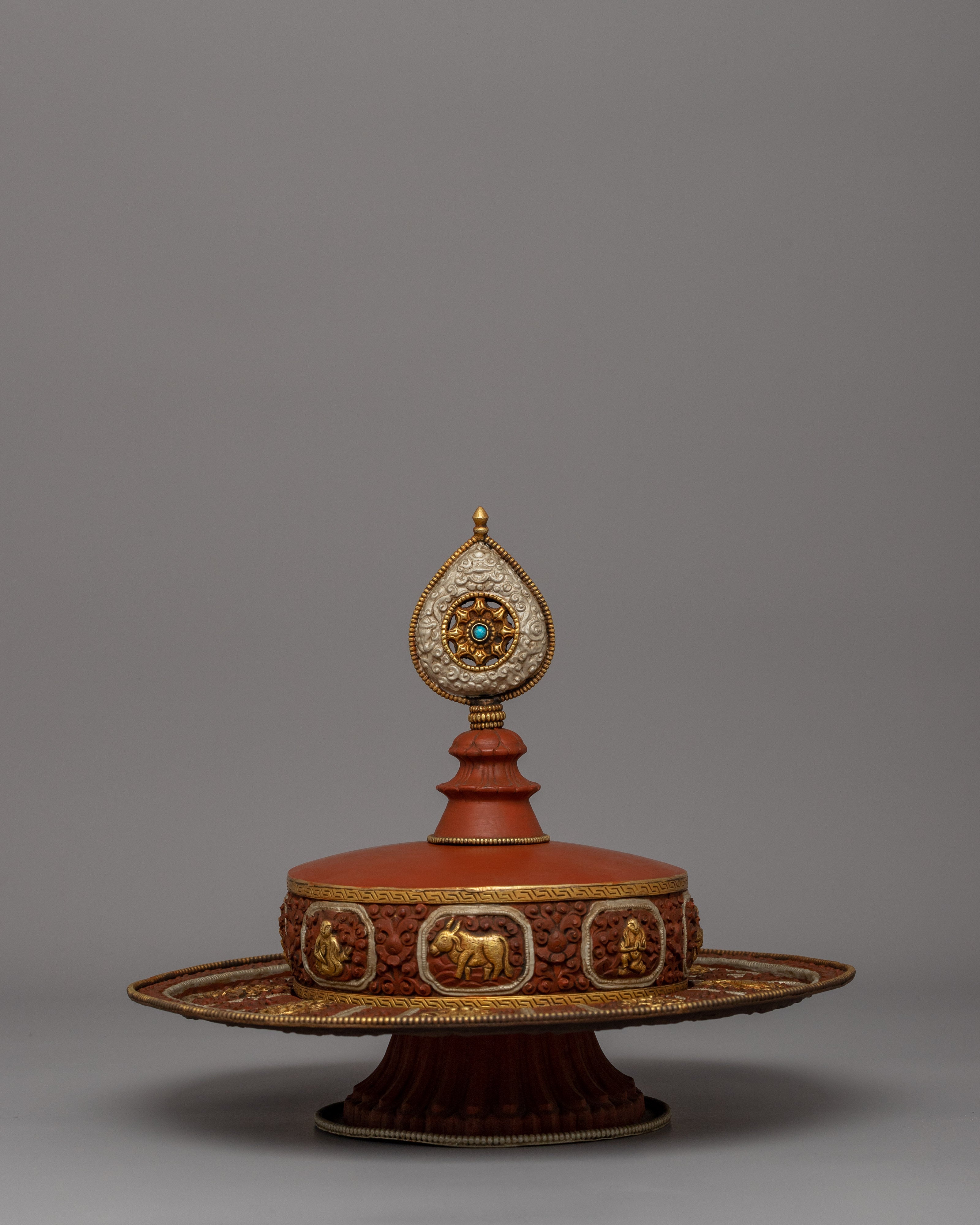 Gold-Plated Copper Mandala Offering | Buddhist Altar Decor Offering Bowl