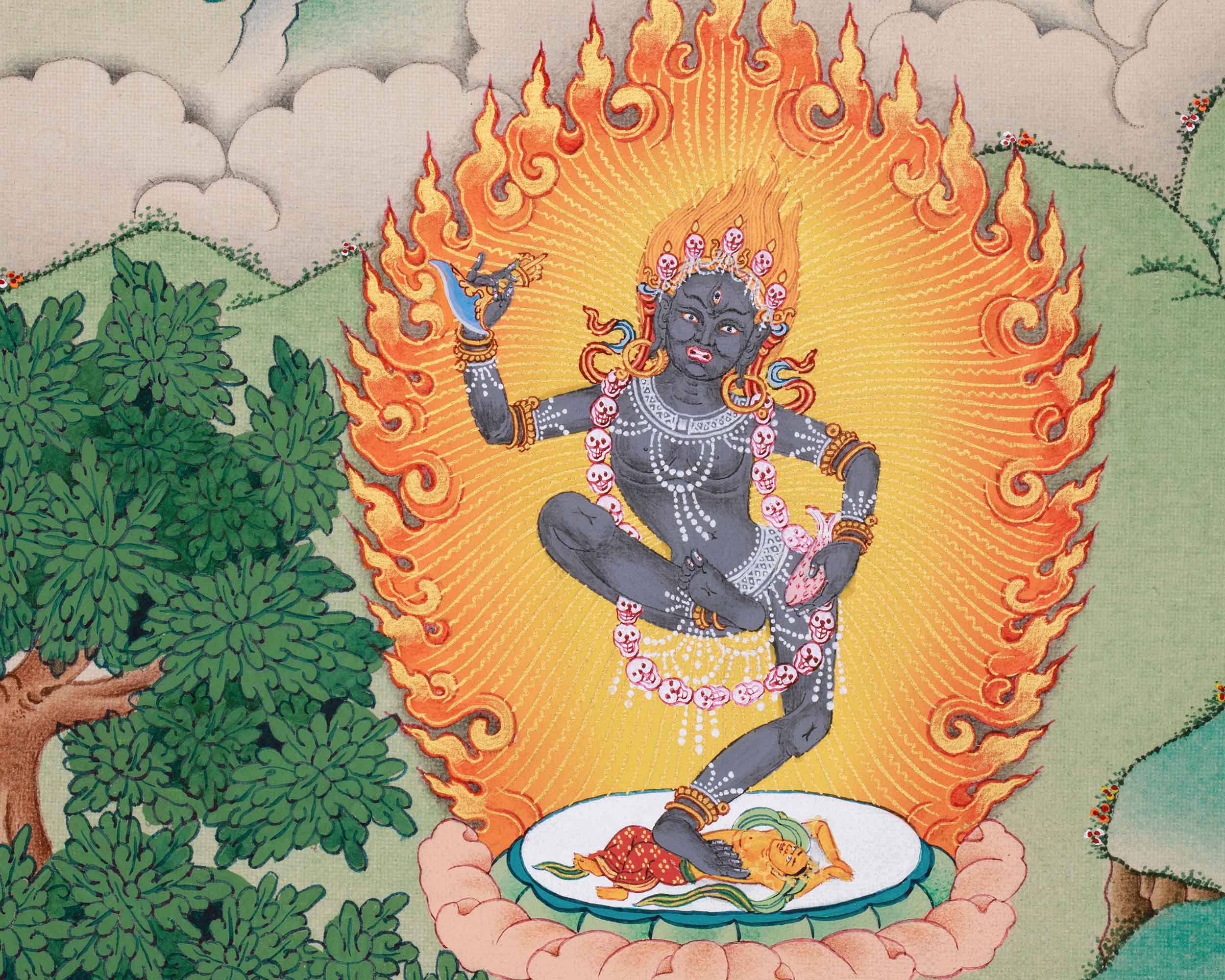 Wrathful Deity Hevajra Thangka Print | Great Compassion and Enlightened Wisdom