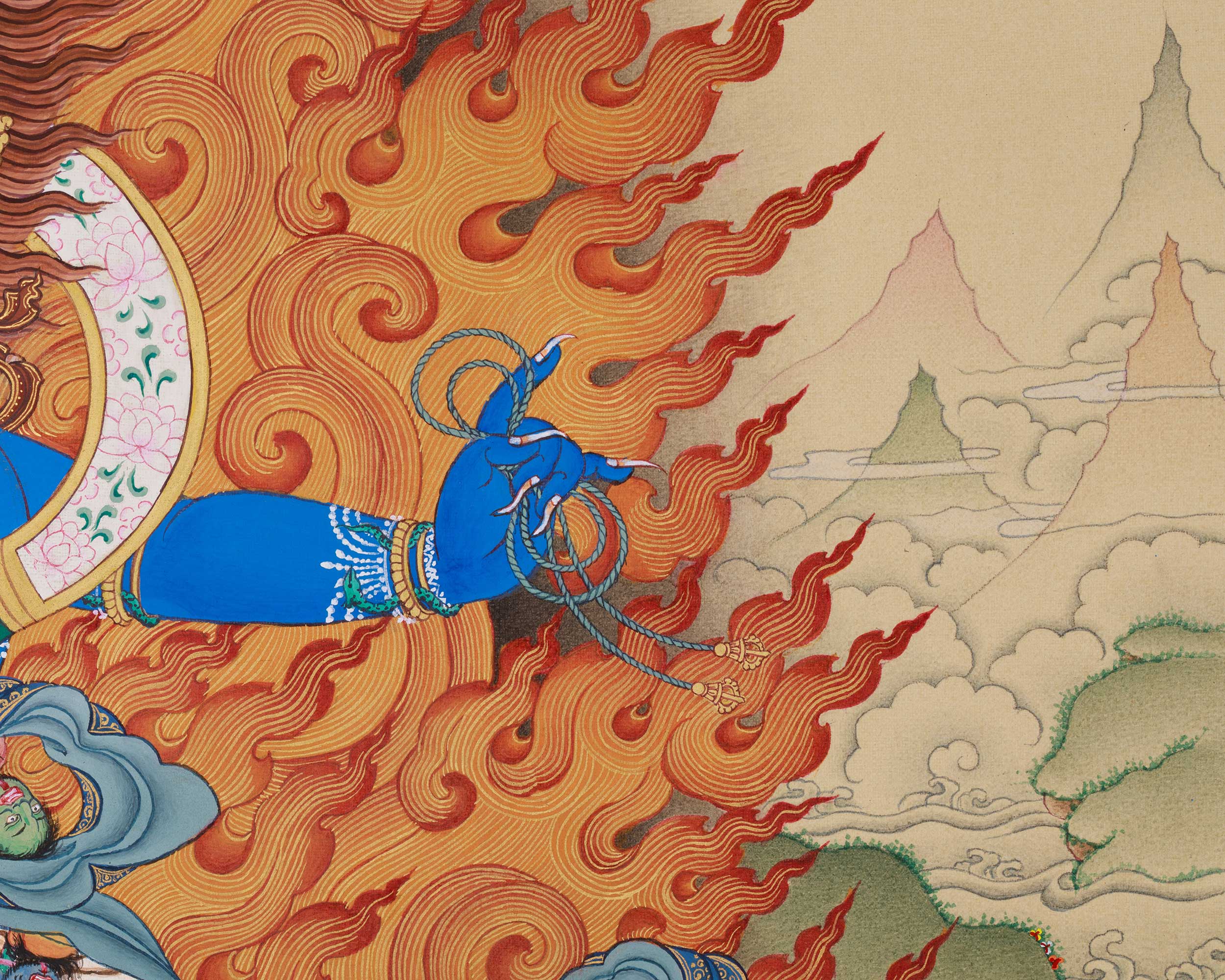 Traditional Thangka of Buta Damara With Mitrupa | Wrathful Bodhisattva Vajrapani
