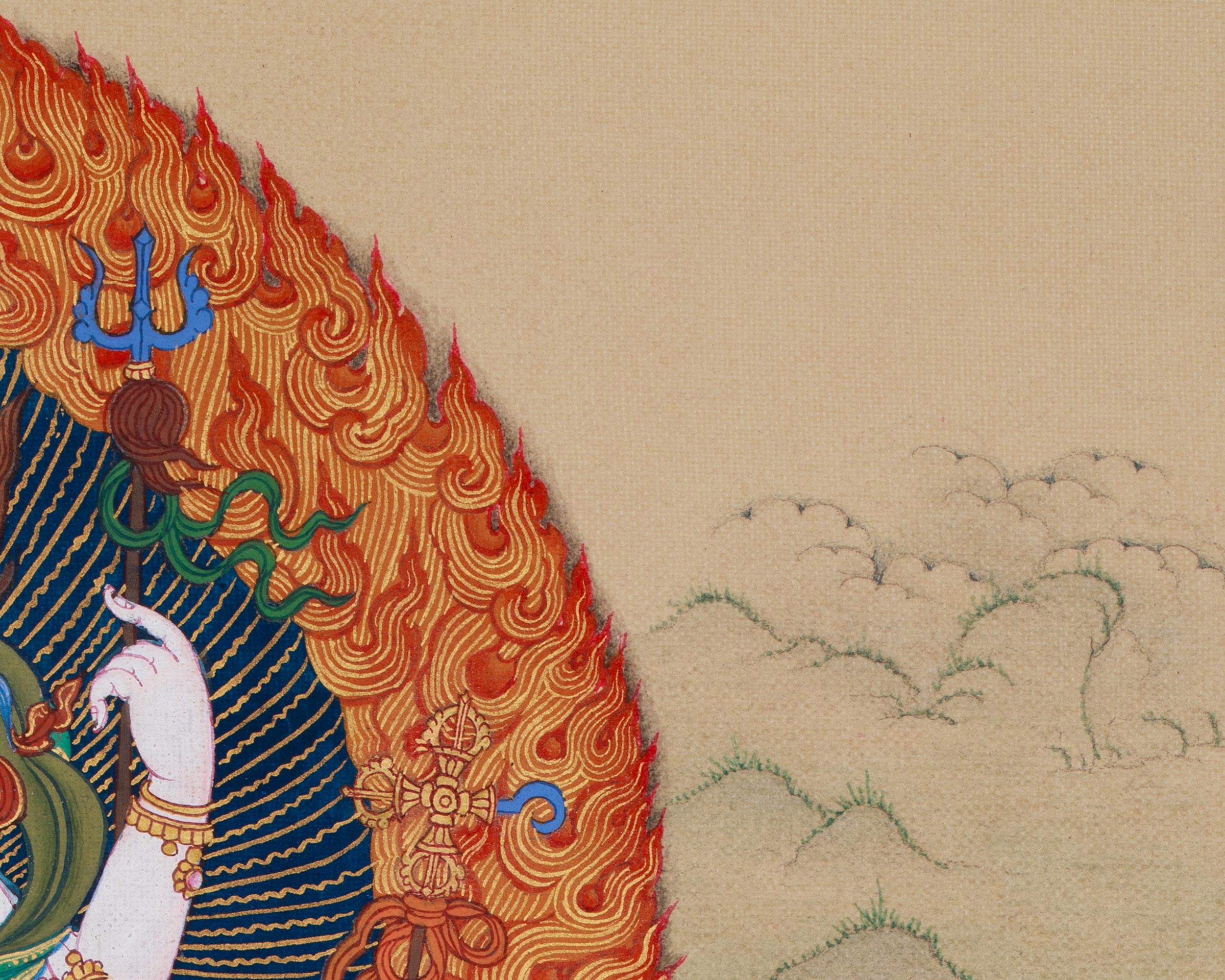 Sacred Buddhist Deity White Mahakala | Thangka of the Prosperity Guardian