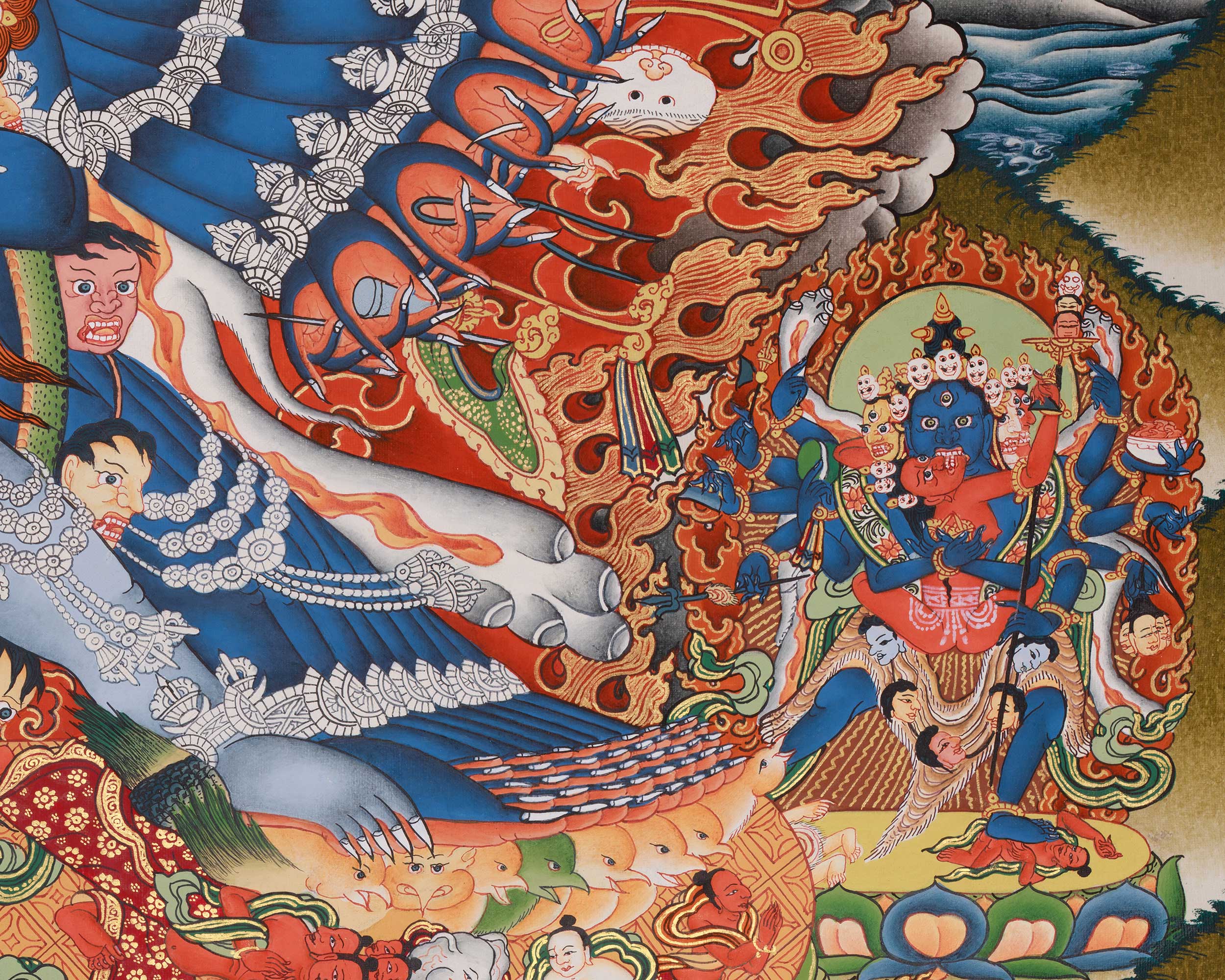 29-Inch Yamantaka Thangka | The Fierce Form of Manjushri